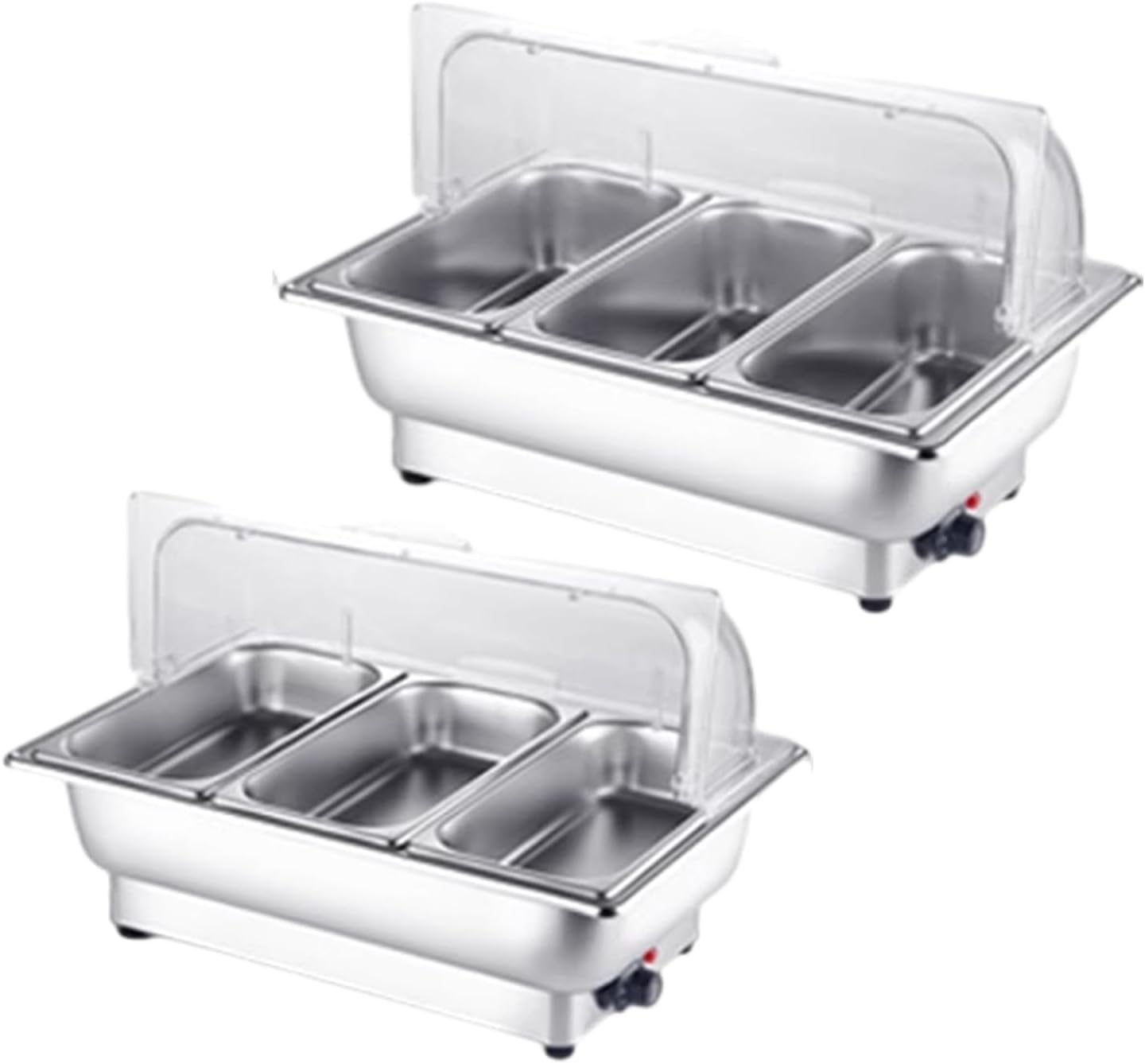 Electric Hot Pot 9L Adjustable 35°c~85°c Roll Top Full Size Automatic Closing Stainless Steel Buffet Server and Warmer Transparent Lid Catering Ladle Bag, 9,9+13.5