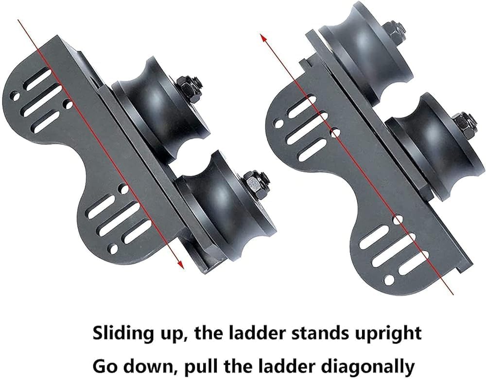 Black Steel Rolling Library Ladder Hardware Kit with Retractable Sliding Ladder Track for Home Office or Library Barn(Size:2M)