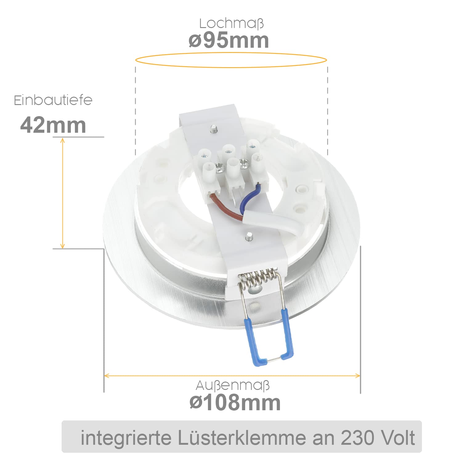 6x LED Einbaustrahler Flach 8,2W GX53 – 750 Lumen, Deckenstrahler 4000K Neutralweiß – 95mm Lochmaß, 108mm Außenmaß – Deckenspots alu-gebürstet – Ultra Slim Deckenleuchte