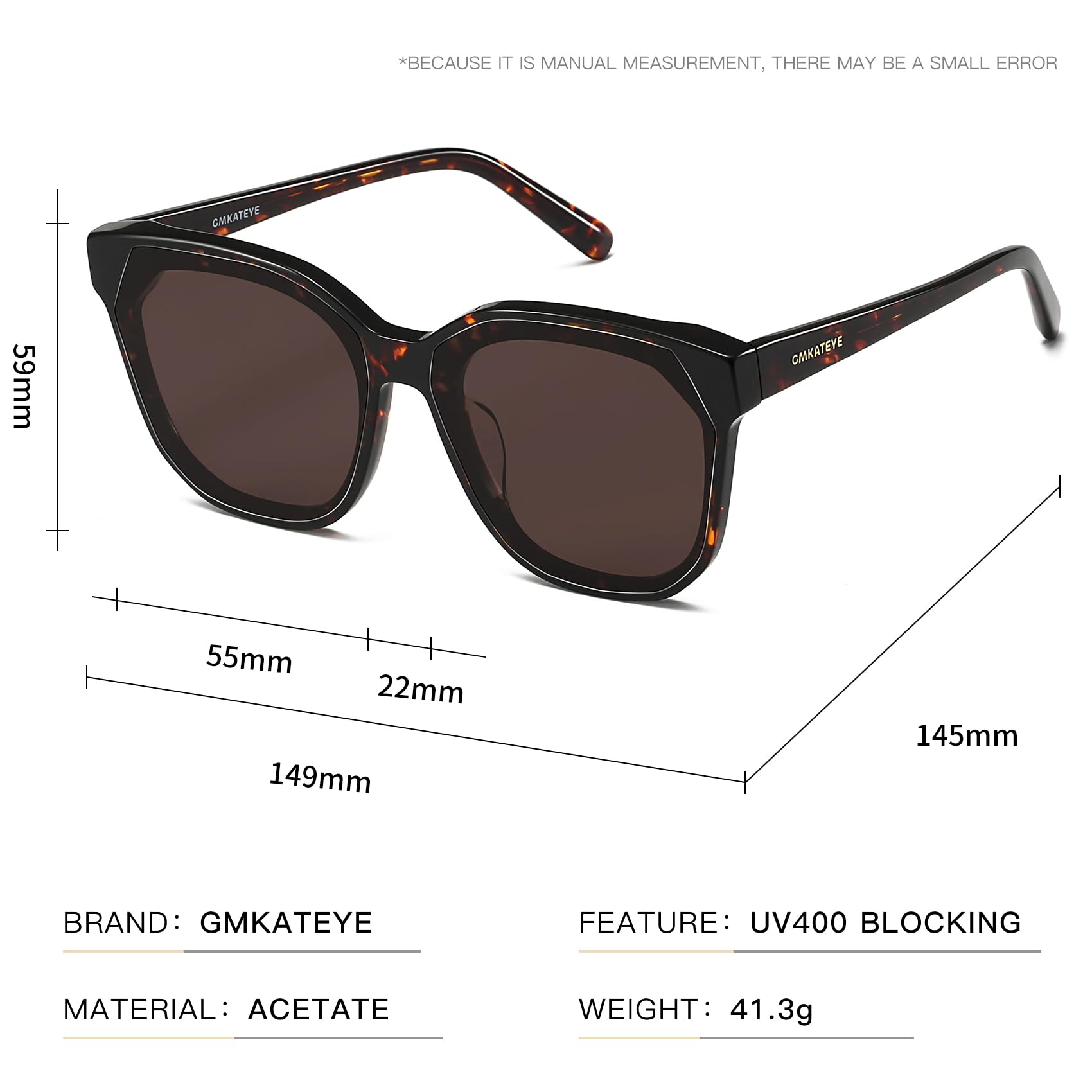 GMKATEYE Occhiali da sole oversize da donna, grandi occhiali da sole quadrati con protezione UV, montatura grande alla moda