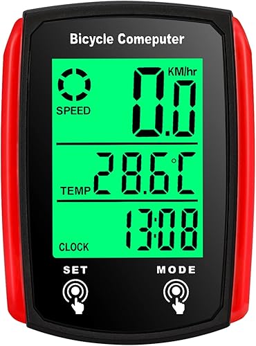 Computadora de bicicleta, computadora de bicicleta con cable, 19 funciones, velocímetro, impermeable, con retroiluminación