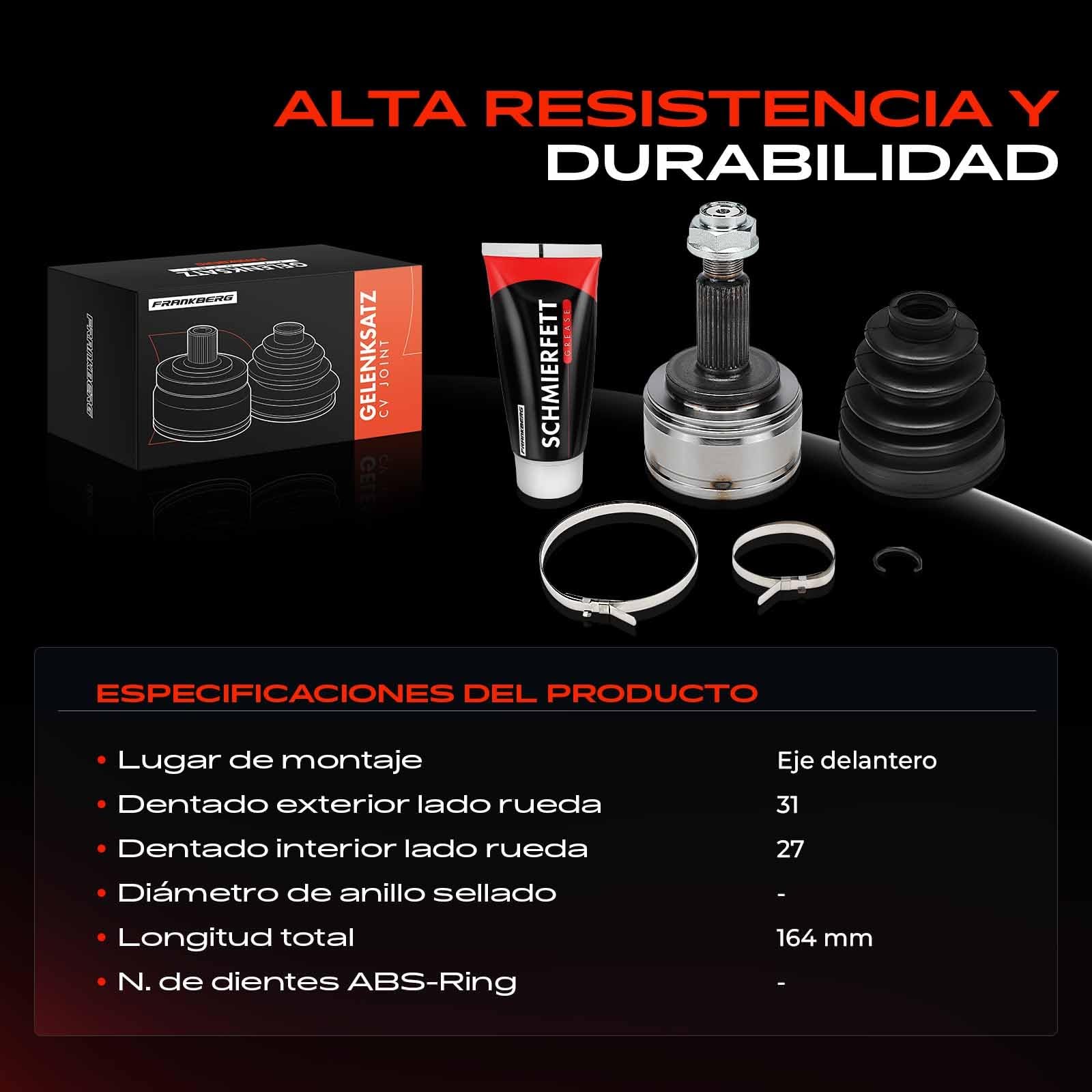 Frankberg Kit de junta homocinética del lado de la rueda delantera | Compatible con: Empresa conjunta de autobuses Master III, Autobús NV400 X62 X62B, Caja Movano B X62