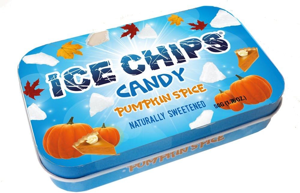 Hand Crafted Candy Tin Pumpkin Spice Ice Chips Candy 1.76 Oz Candy