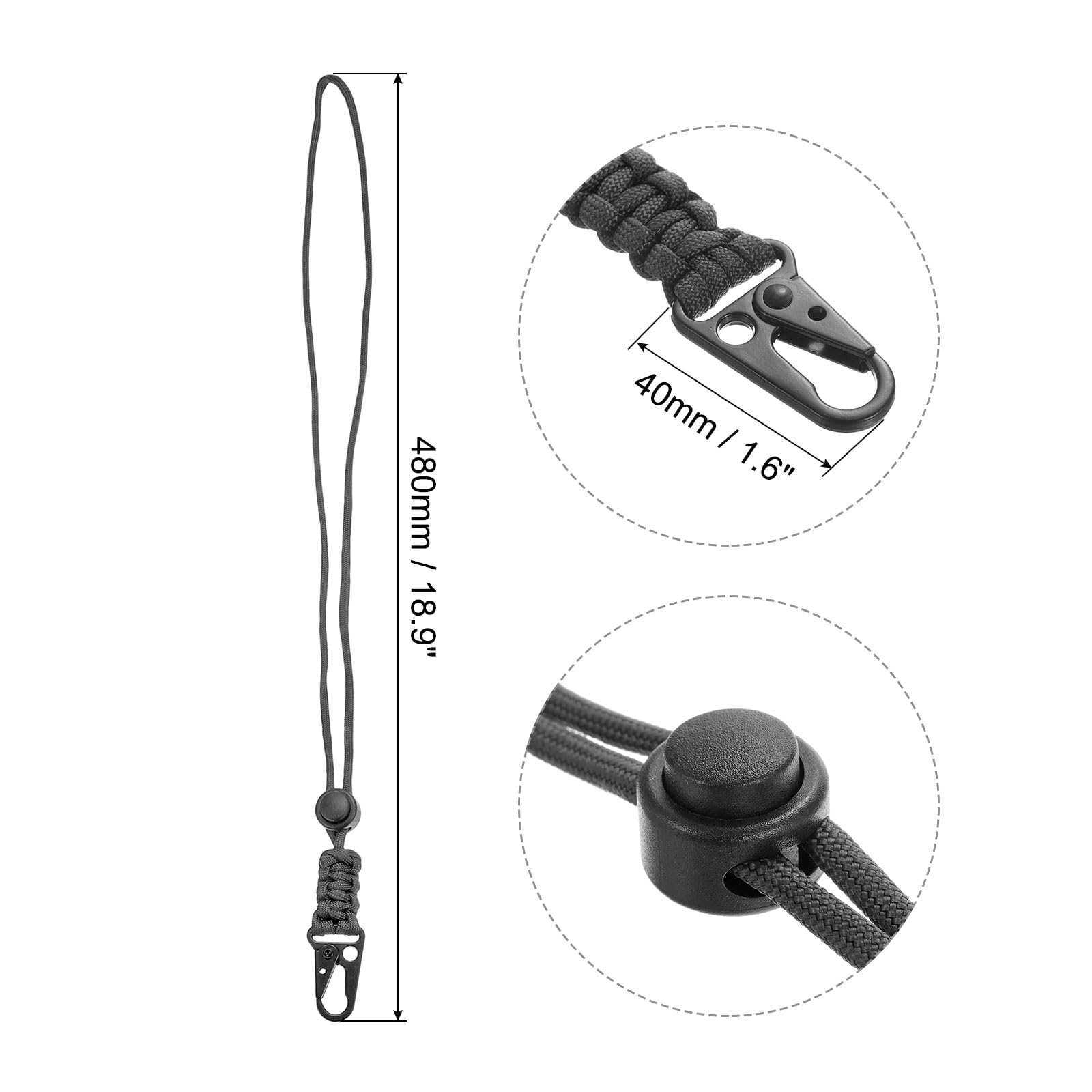 PATIKIL Badge Lanière avec Élingue Agrafe, 2 pcs Réglable Collier