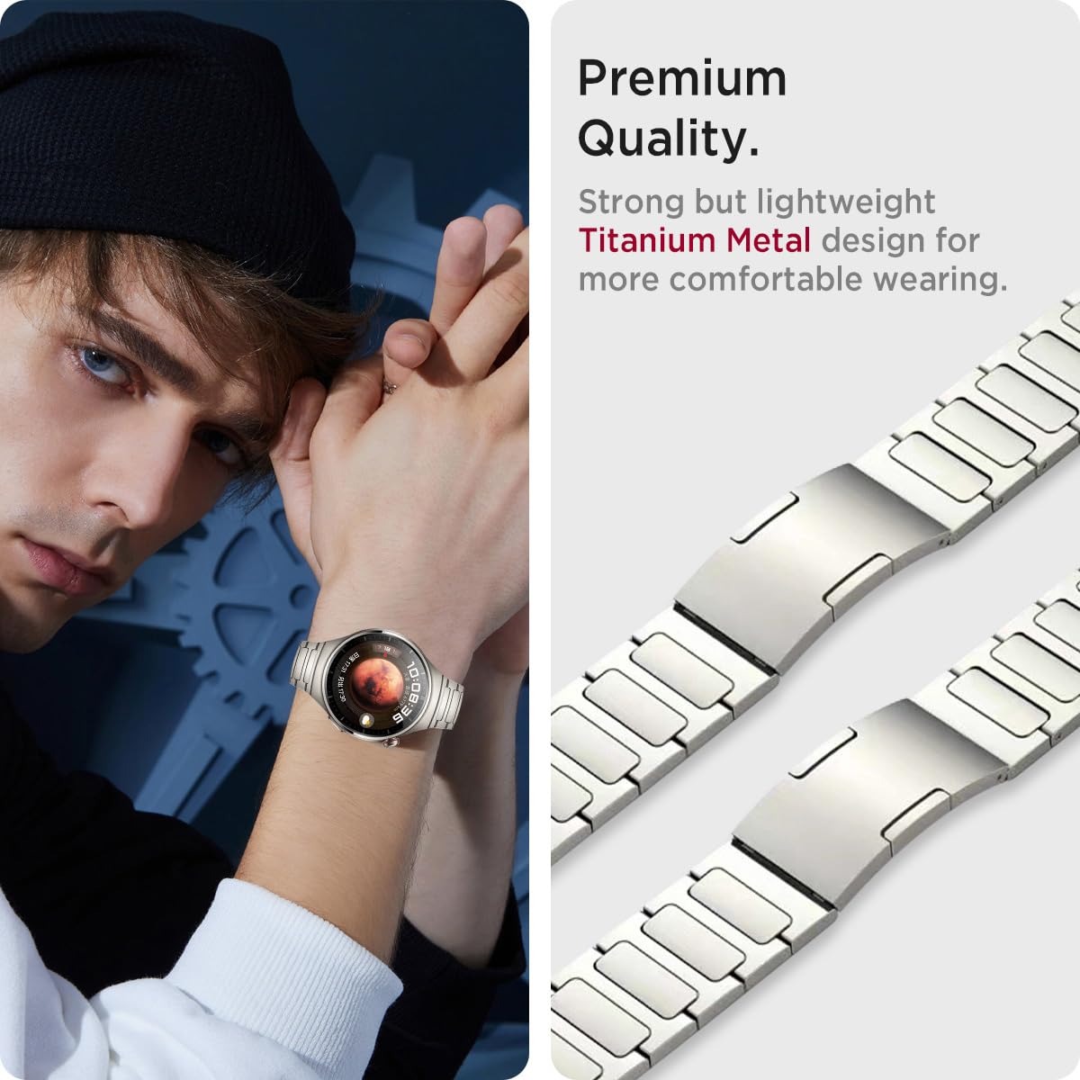 Miimall Armband Kompatibel mit HUAWEI Watch GT6/GT6 Pro/GT5/GT5 Pro/GT4/GT4 Pro/Watch Ultimate 46mm Armband, 22mm Titanstahl Verstellbares Ersatz Armbänder für HUAWEI WATCH6/5/4/3 Pro 46mm-Titanium