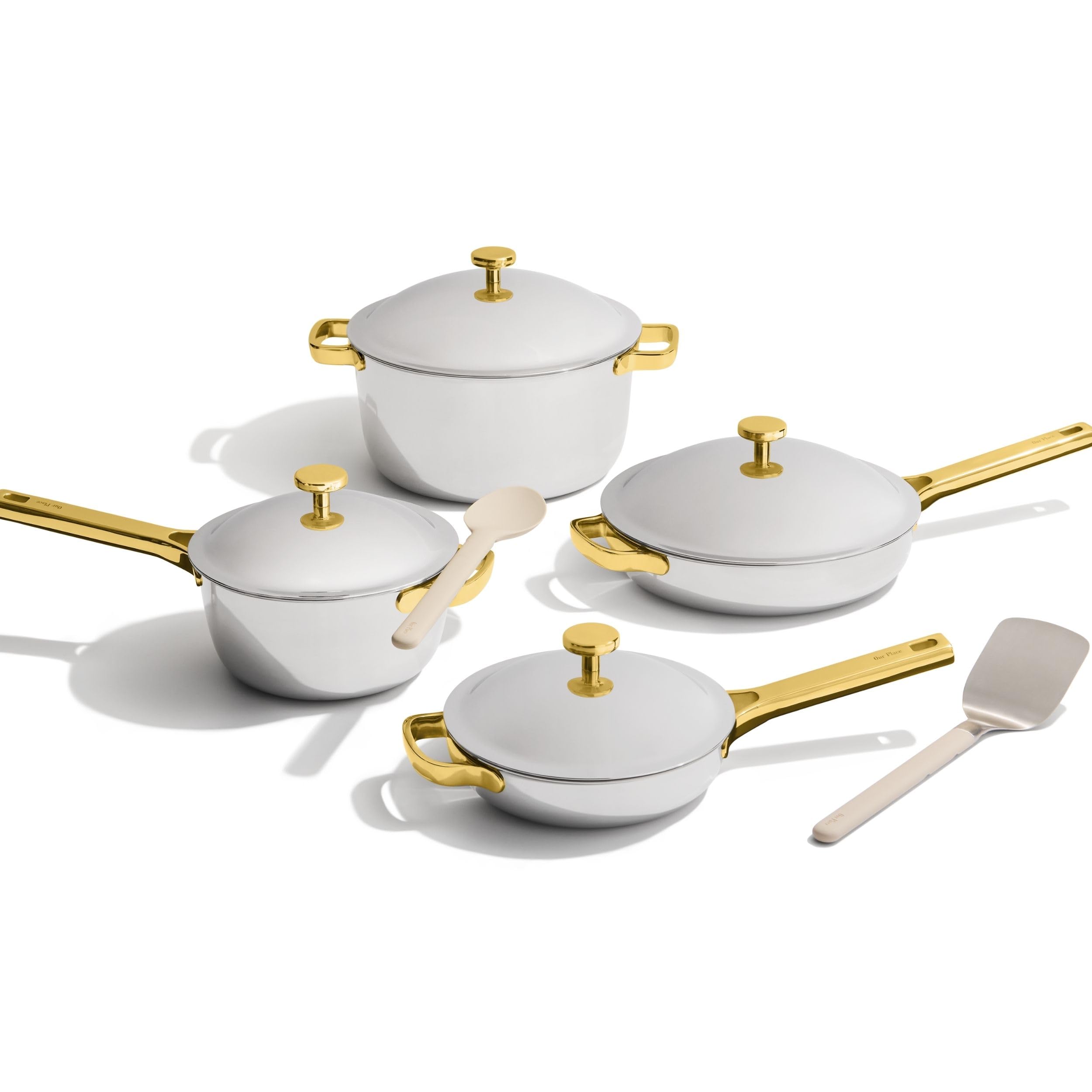 Our Place Titanium Pro Cookware Set | Standard & Mini Always Pans & Perfect Pots | Coating-Free Titanium Nonstick, Tri-Ply Stainless & Aluminum | Oven, Induction & All Cooktops up to 750°F | Gold