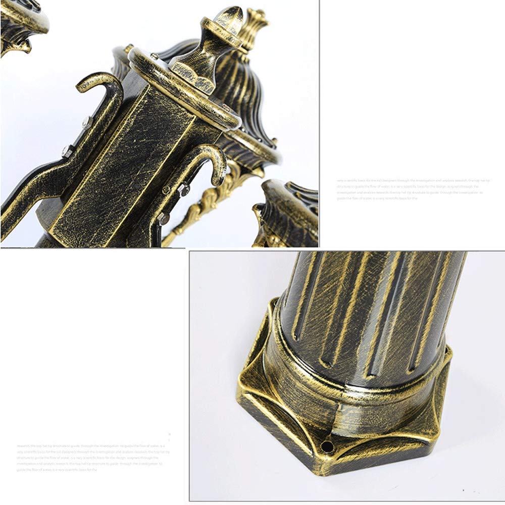 Lampione Stradale Europeo in Bronzo Antico a 3 Teste Tradizione Victoria Lampada a Colonna per Esterni Impermeabile Lampada a Colonna in Metallo con Paesaggio in Vetro Lanterna da Giardino Illuminaz
