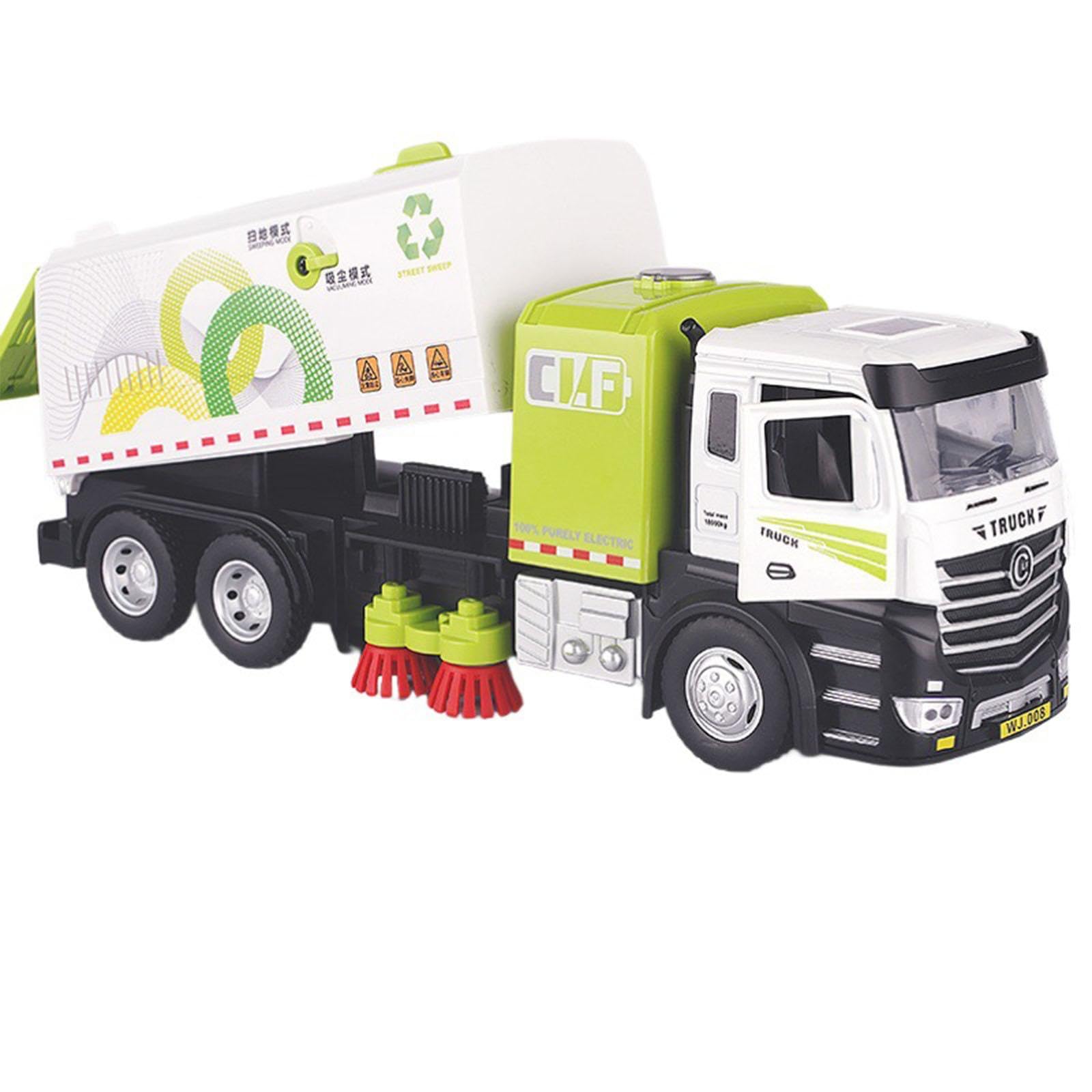 Modello camion spazzatrice sottovuoto in lega grandi dimensioni aggiornato, giocattolo a spinta manuale, educativo per bambini, colore stabile, gioco permanente, gioco pratico con i giocattoli