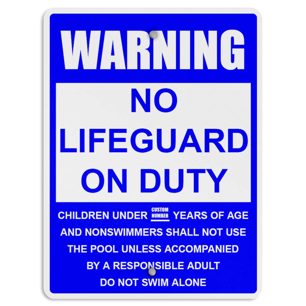Aluminum Weatherproof Metal Sign Multiple Sizes Warning No Lifeguard on Duty Children Under Adult Supervision C Custom Age Vertical Street 9x12Inches-image-1