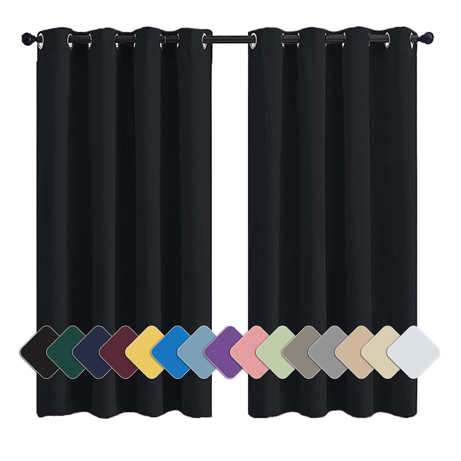 MENGH Rideaux Occultants Opaque 90x100cm Gris Clair Rideau Porte, Isolement Thermique Lavables