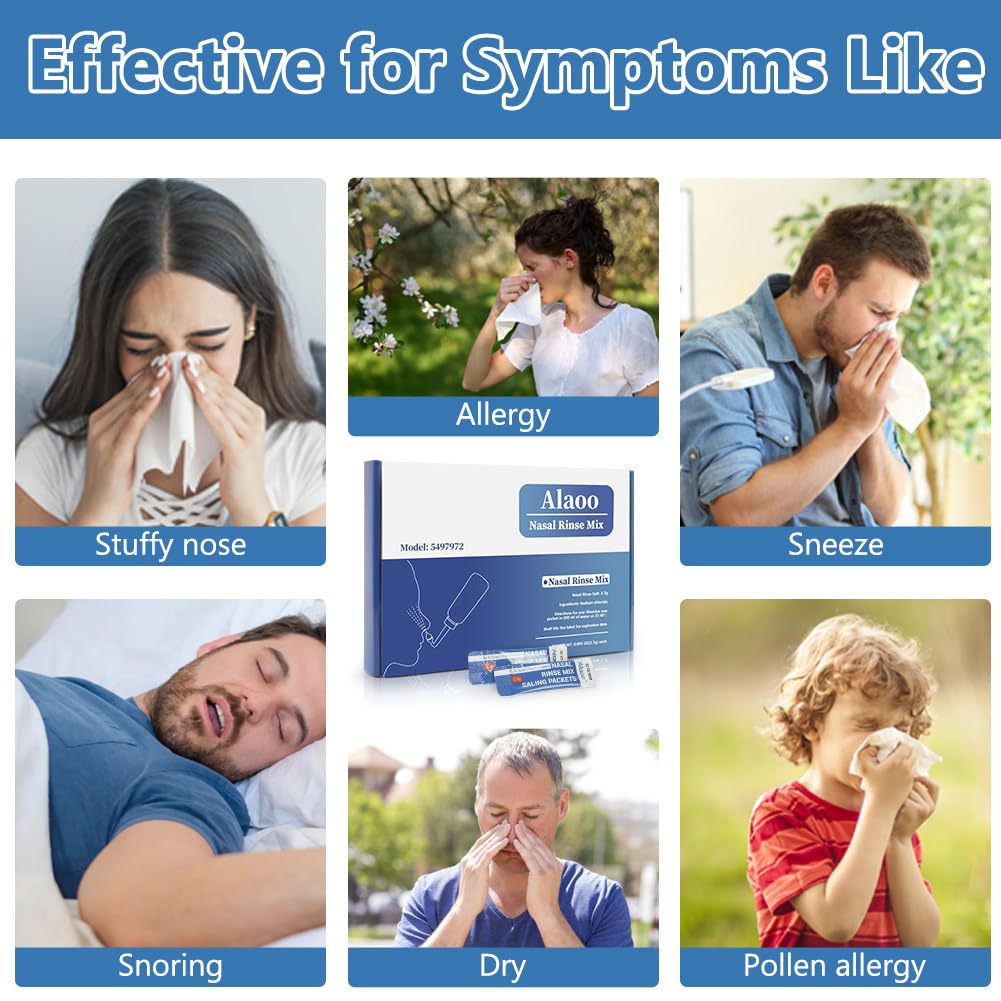 Sal Nasal,240 PCS Suero Fisiologico para Alivio Congestión Nasal y Limpieza Nasal, Limpiador Nasal Niños y Adulto para Enjuague Nasal, Lavado Nariz, Alivio Conductos Nasal