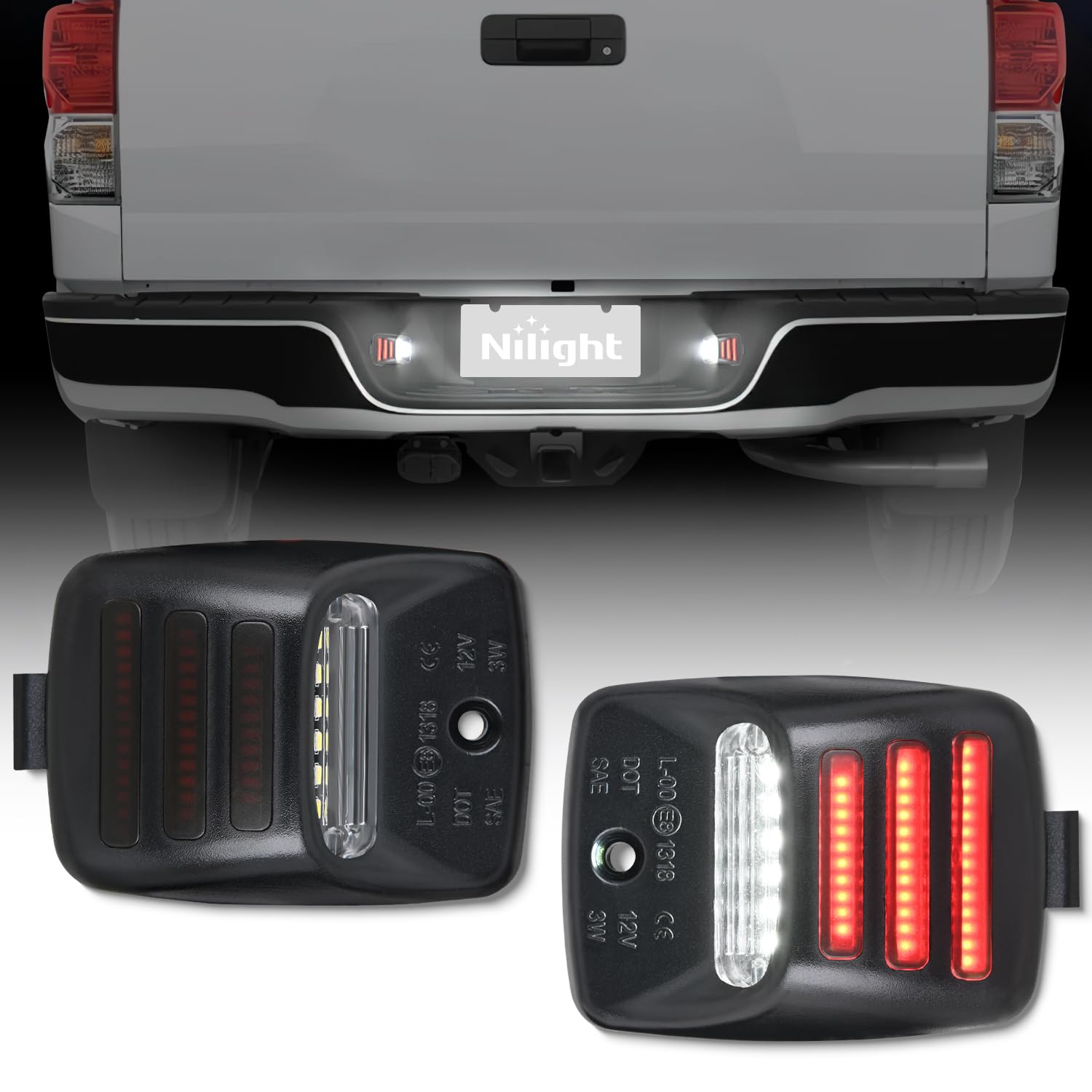 Nilight License Plate Lights Compatible with 2005 2006 2007 2008 2009 2010 2011 2012 2013 2014 2015 Toyota Tacoma 2000-2013 Tundra Red Triple OLED Tube 6000K White 2PCS Pack | for 2005 2006 2007 2008 2009 2010 2011 2012 2013 2014 2015 Toyota Tacoma 2000-2013 Tundra Red Triple OLED Tube 6000K White