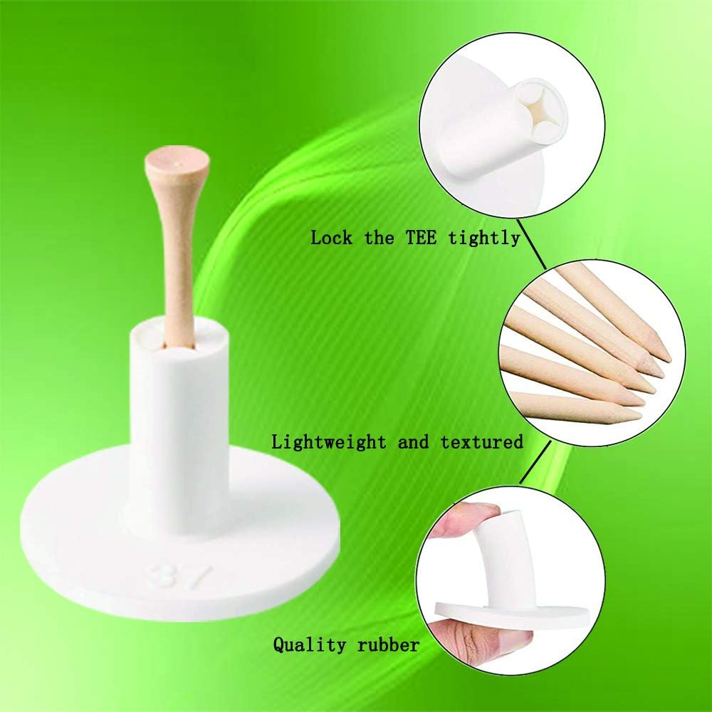 review KEEPUP 10 Set Golf Rubber Tee Holder Set for Driving Range Golf Practice Mat Indoor Outdoor Size 1.5 Inch (10 Golf Rubber Tee Holders, 10 Bamboo Tees)