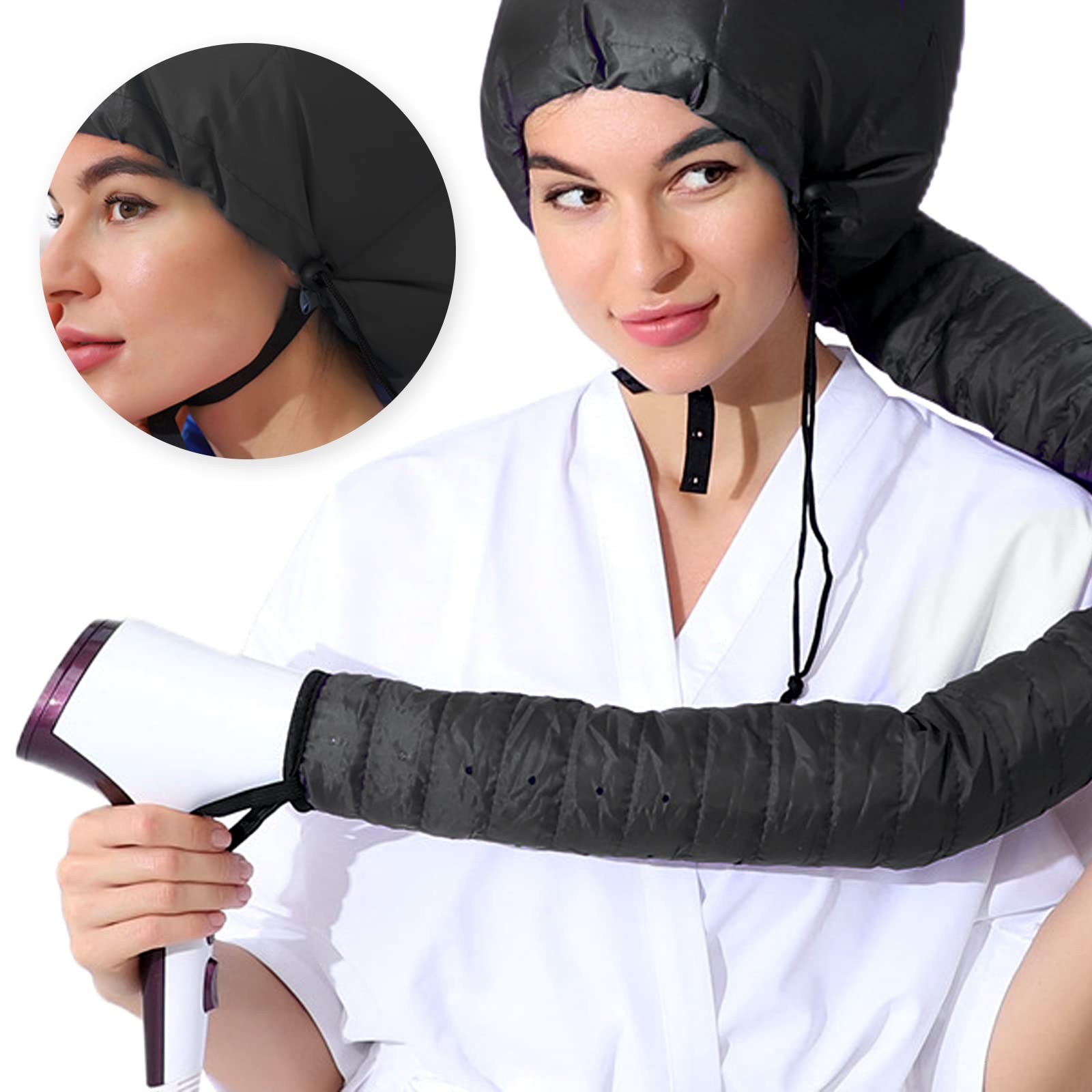 Bonnet pour Sèche-Cheveux, Capuchon Vapeur Réglable pour Sèche-Vheveux avec Bande élastique et Tuyau D'extension, Capuchon pour Sèche-Cheveux pour Femmes Filles