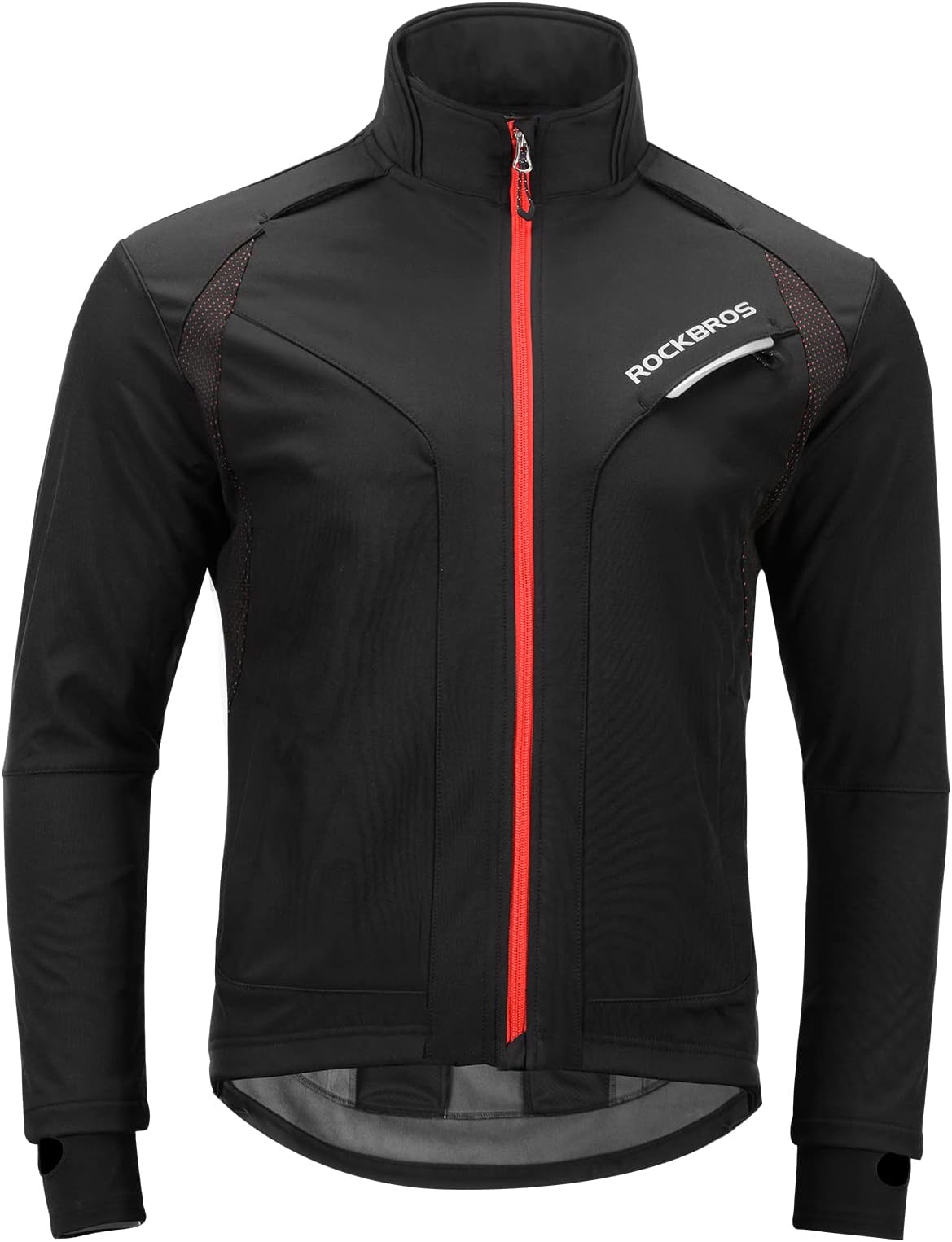 RockBros Winter Cycling Jacket Warm Men's Windproof Thermal Coat Softshell Black Red