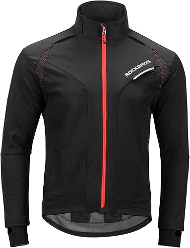 ROCKBROS Chaquetas de ciclismo para hombre, chaquetas de ciclismo de invierno, chaqueta térmica a prueba de viento para hombres clima frío,