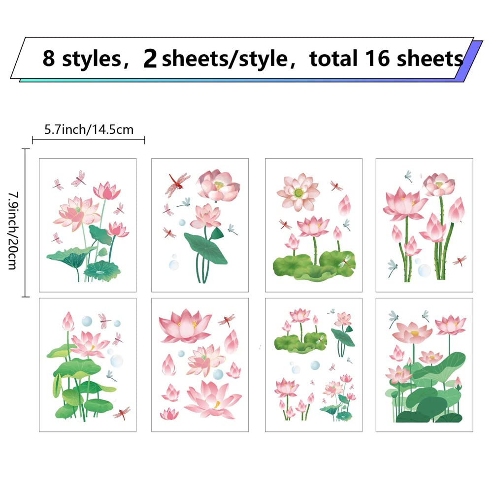 CRASPIRE Lotus Wall Decals Flower Stickers Lotus Leaves Window Stickers Waterproof Removable Vinyl Wall Art for Restroom Bedroom Living Room Decorations - Image 2