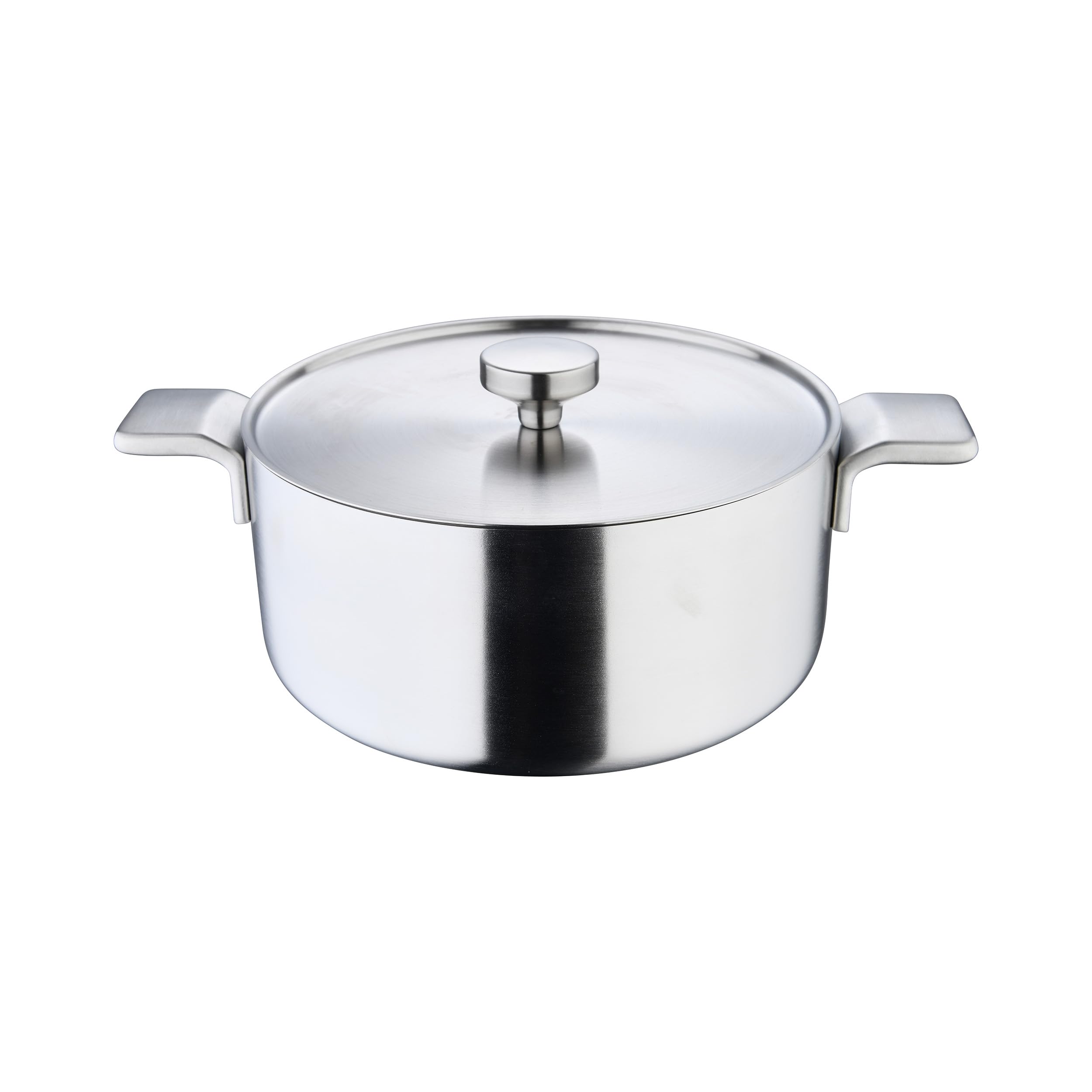 MasterPRO Alessi Bones - Cacerola 24 cm de Acero Inoxidable - Acabado Interior Y Exterior Mate - Cuerpo Recto - Escala Medidora - Asa Lateral Soldada De Fundición Hueca - Apta para Inducción