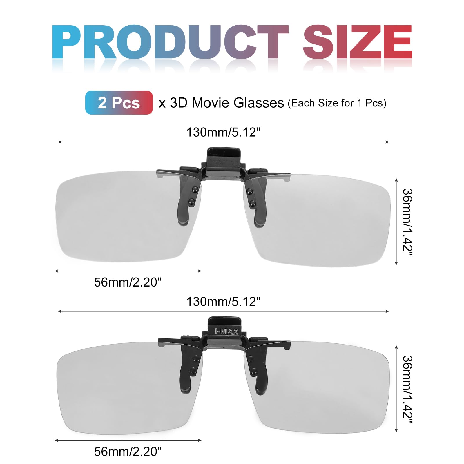 QUARKZMAN 2 Pezzi Occhiali 3D Clip-On Polarizzati, Occhiali 3D Passivi A Cornice Circolare Per Film Anaglifici Cinema Giochi TV Fotoproiettore