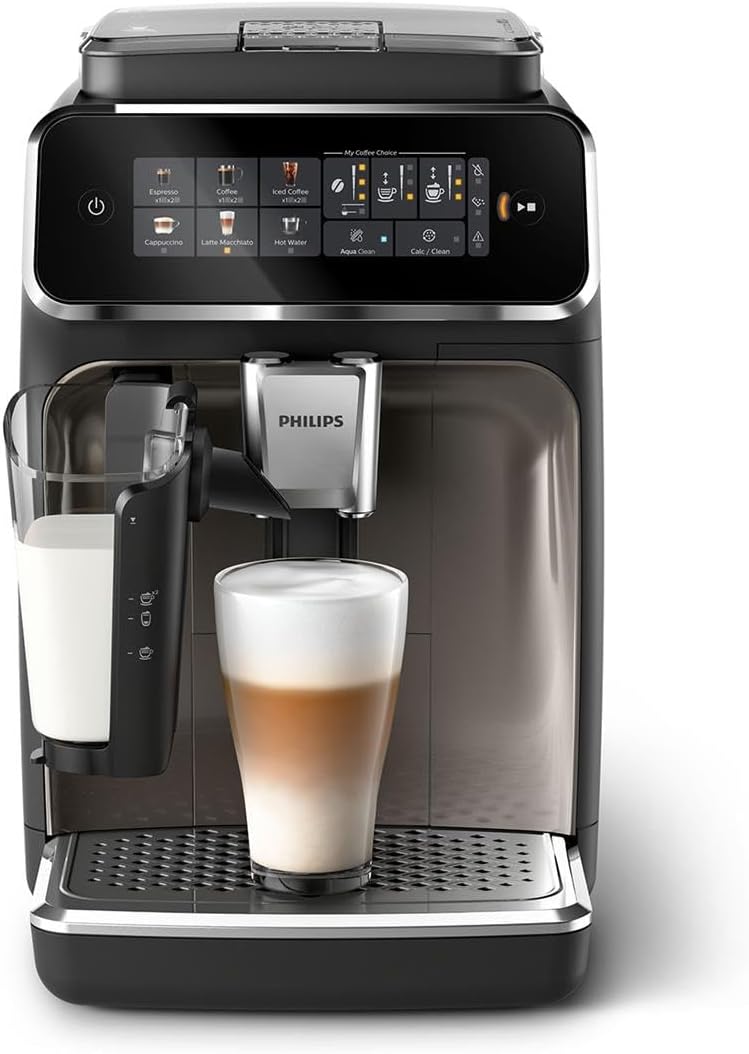 Philips 3300 Serisi LatteGo Tam Otomatik Espresso Makinesi, AquaClean Filtre, 6 İçecek, SilentBrew, Siyah Krom (EP3347/90)