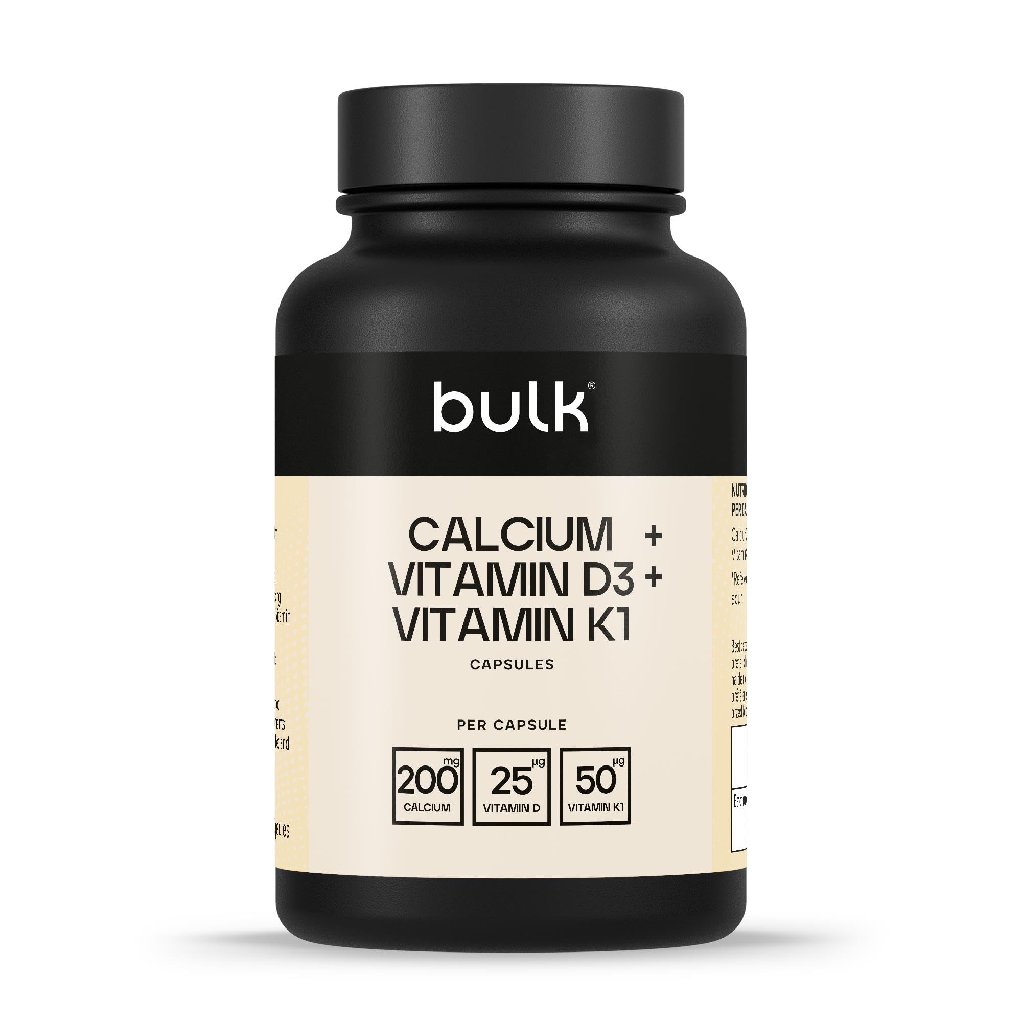 Bulk Calcium, Vitamin D3 and Vitamin K1 Capsules, 1000 mg, Pack of 270