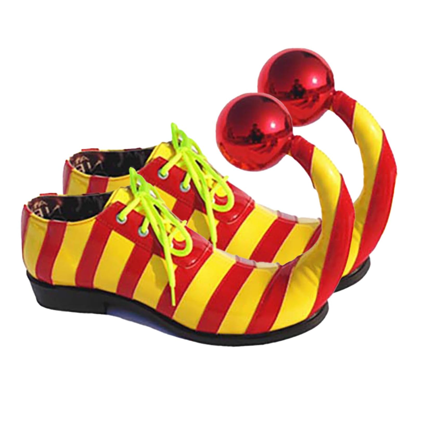 Oyolan Striped Clown Shoes Funny Circus Jester Shoes with Curved Point Jumbo Footwear for Women Men