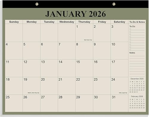 Miniatura 8 de Calendario 2026 - Calendario de pared de 12 meses desde enero de 2026 hasta diciembre de 2026, calendario de pared colgante y planificador 2026 con