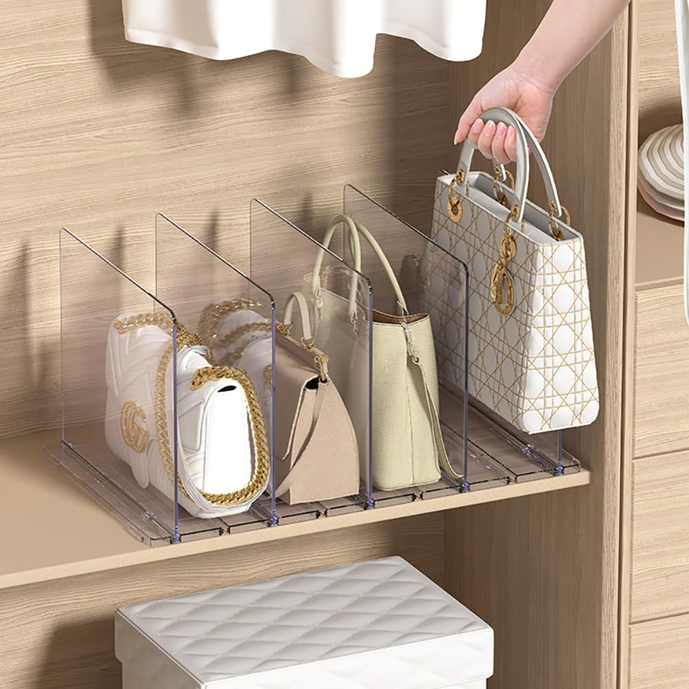 MUMOO BEAR Plastic Closet Shelf Divider Adjustable Shelf Separator for Purse, Handbag, Books Organizer and Closets, Cupboard, Desktop Storage (1)