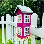 Goodeco House Bird Feeders Outside - Country House Design,Easy Cleaning & Refills,Hook Hang on Tree,Poles in Backyard/Garden/Patio,Gift Idea,4.7 * 10.2" (Purple)