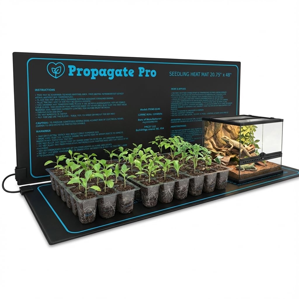 4' Foot Seedling Heating Mat | Fits (4) Standard 1020 Tray | 48" inch Germination Grow Heat Pad for Seed & Starter Plants Soil Warmer for Indoor Home Gardening (20x48 Single)