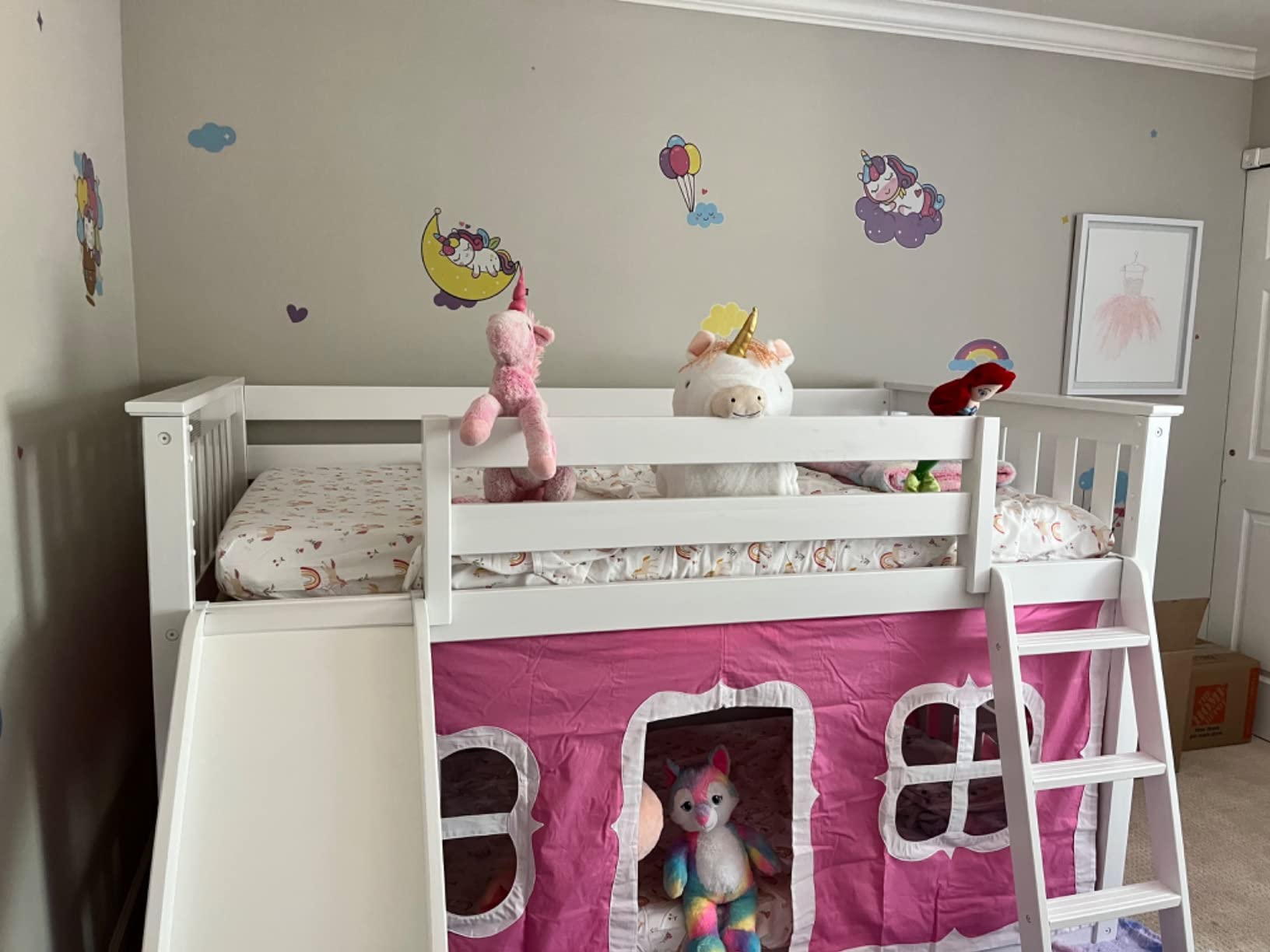 42/mo Finance Max & Lily Low Bunk Bed with Slide, TwinOverTwin Bed