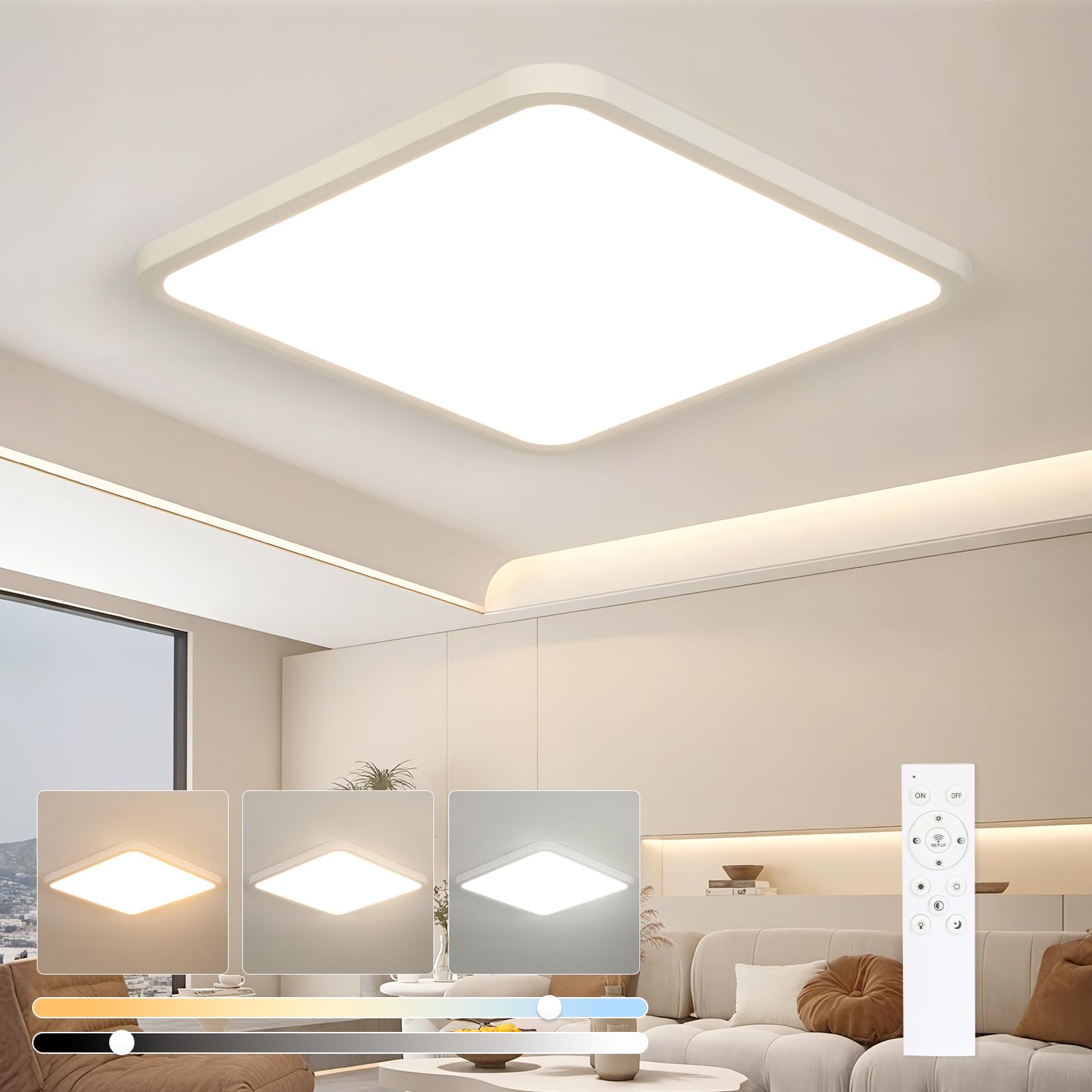 OTREN Lampa sufitowa LED ściemniana 50 cm, biała 3000-6500 k