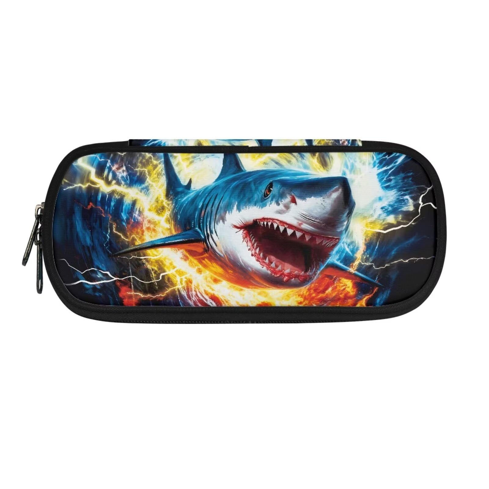 Dolyues Shark Large Pencil Case Kids Boys with Compartments Big Capacity Pencil Cases Boys for Primary School Pen Organiser Pouch for Classroom with Zipper