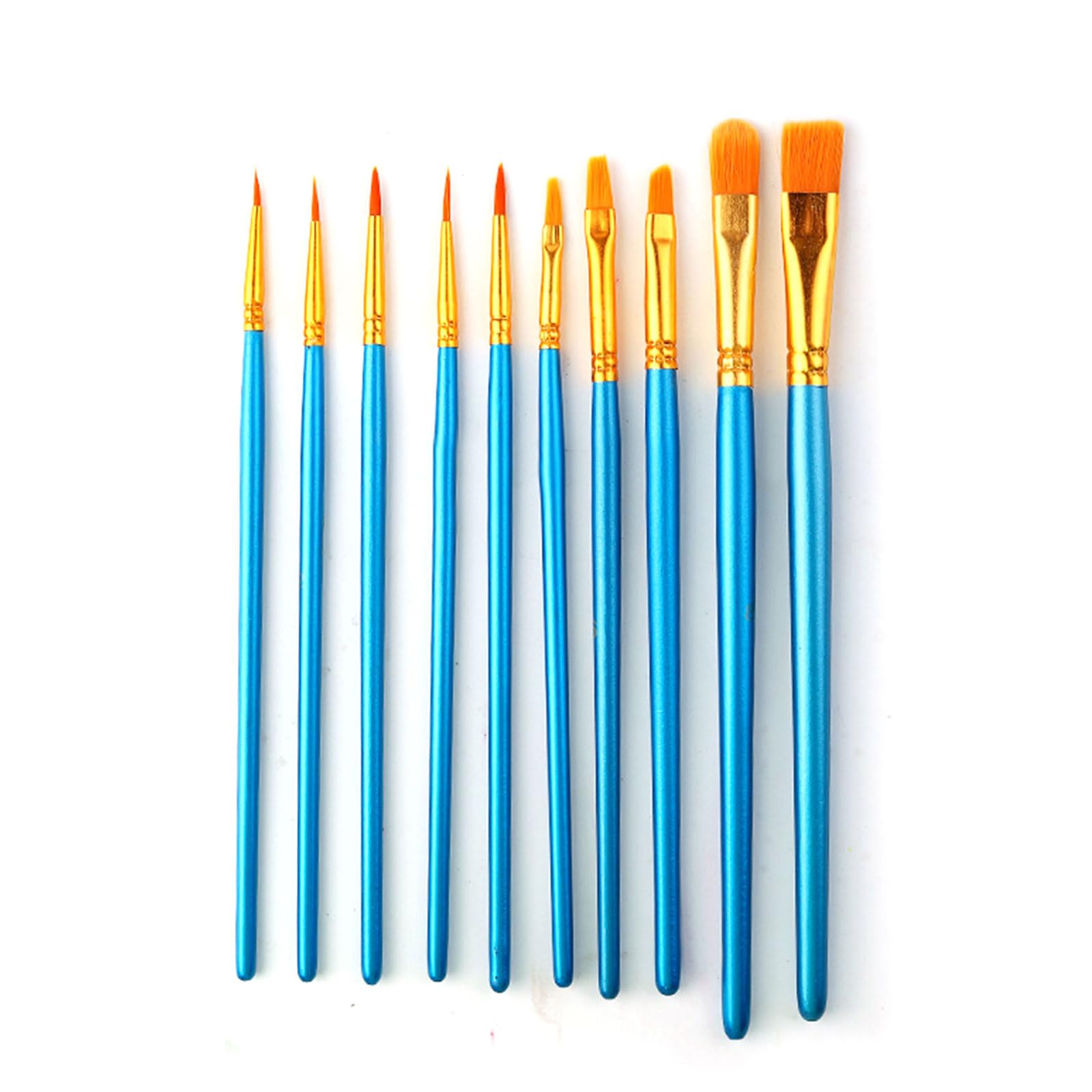 Set Di 10 Pennelli Angolari Per Pittura: Punta Fine In Nylon Per Acquerello, Acrilico, Tempera E Olio. Ideale Per Dettagli E Linee Di Precisione.