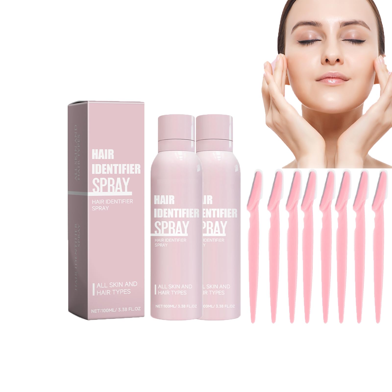 Dyceittdia 2pcs Hair Identifier Spray For Face Shaving, Spray de Identificación del Vello, Depilación Facial, Spray Depilación Facial para Mujer, 2pcs*100ml, hair removal cream (05)