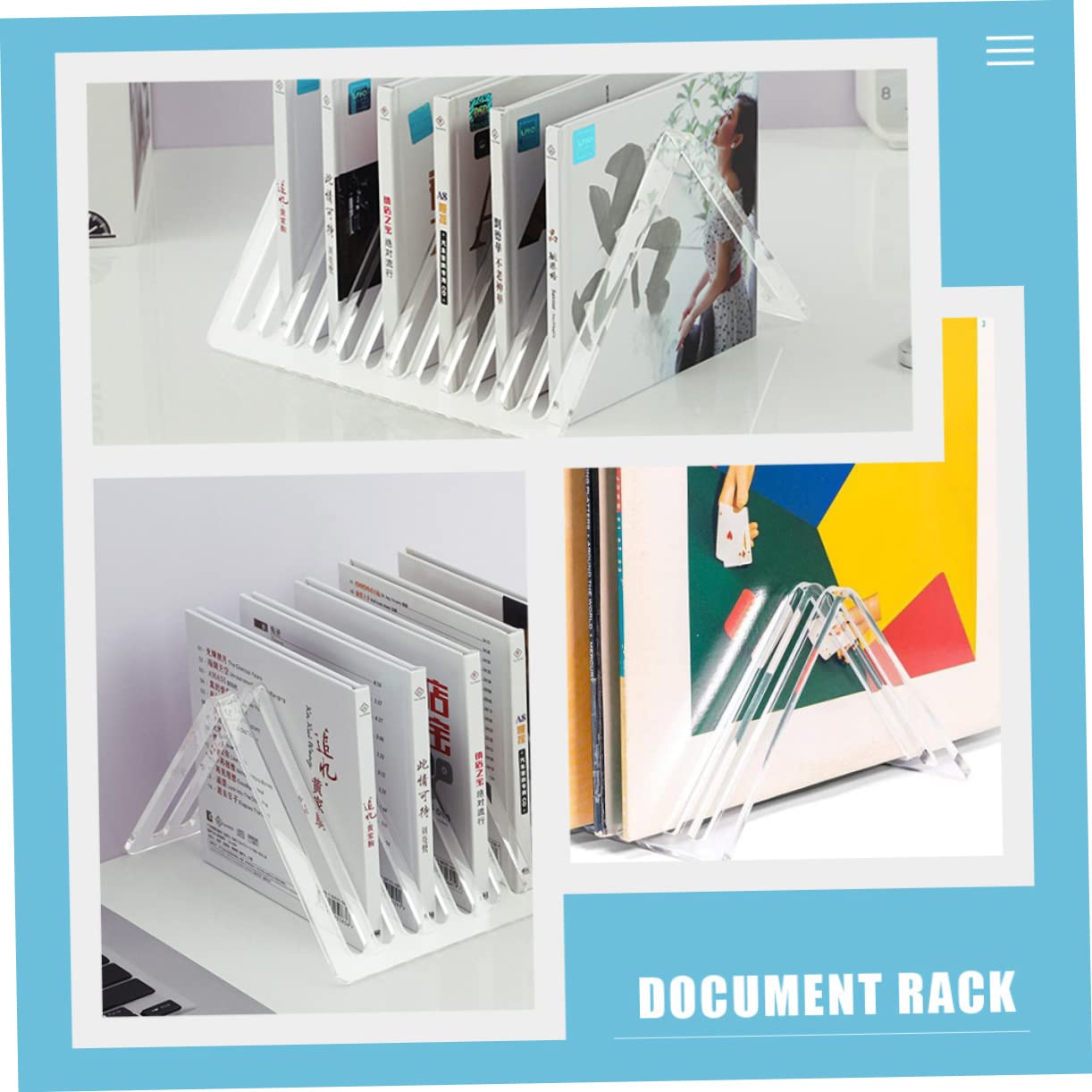 Supporto per Vinili in Acrilico Trasparente Organizer con Slot Multipli per Dischi e Libri CD Stabile e Ufficio Mensola per Vinili
