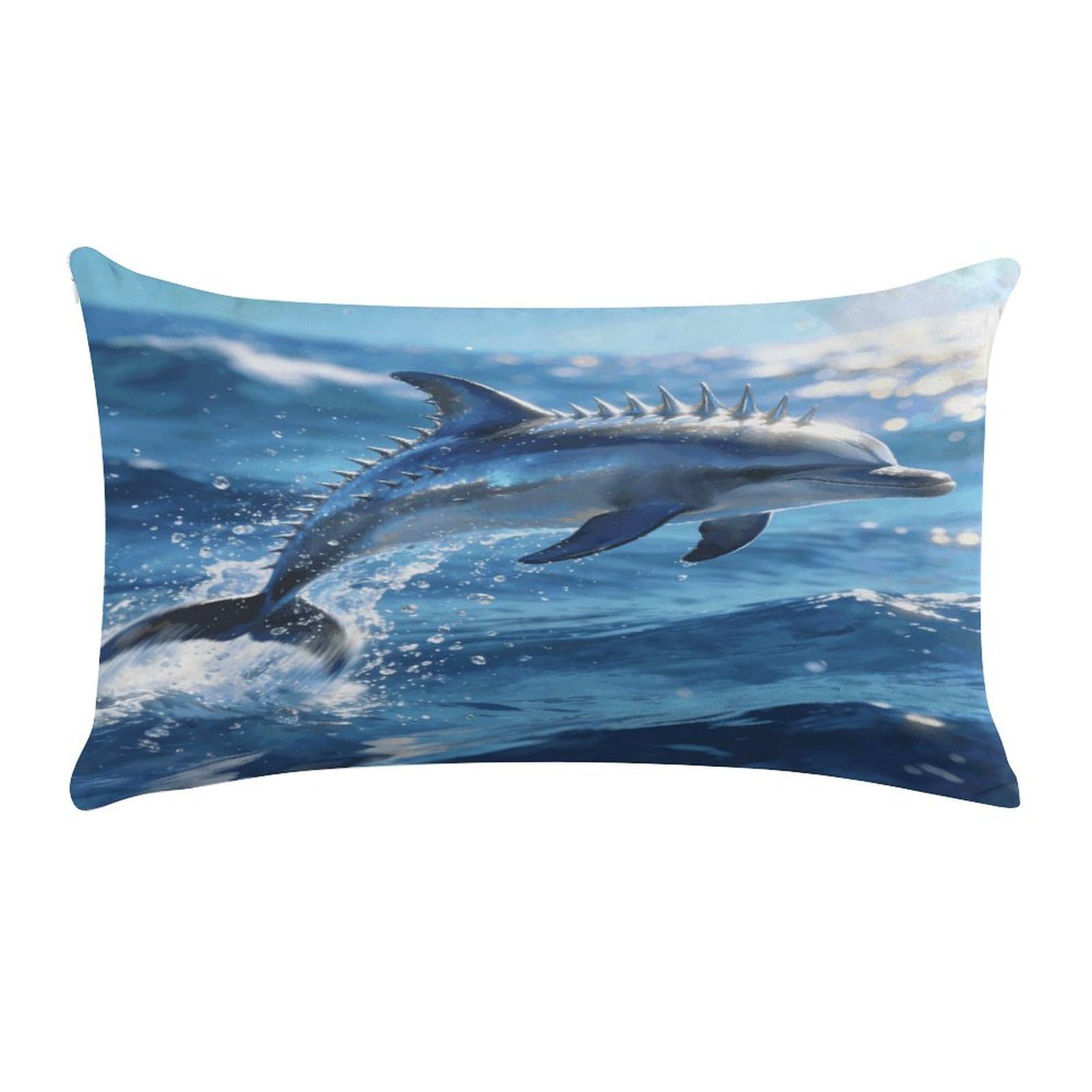 Fodpand Style Marine Art Spiny Dolphin Pillow Cases Set Of 1 Extra Soft Pillow Protectors With Hidden Zipper Perfect For Hotels, Guest Rooms,Bedroom 12X20 Inches Pillows Not Included