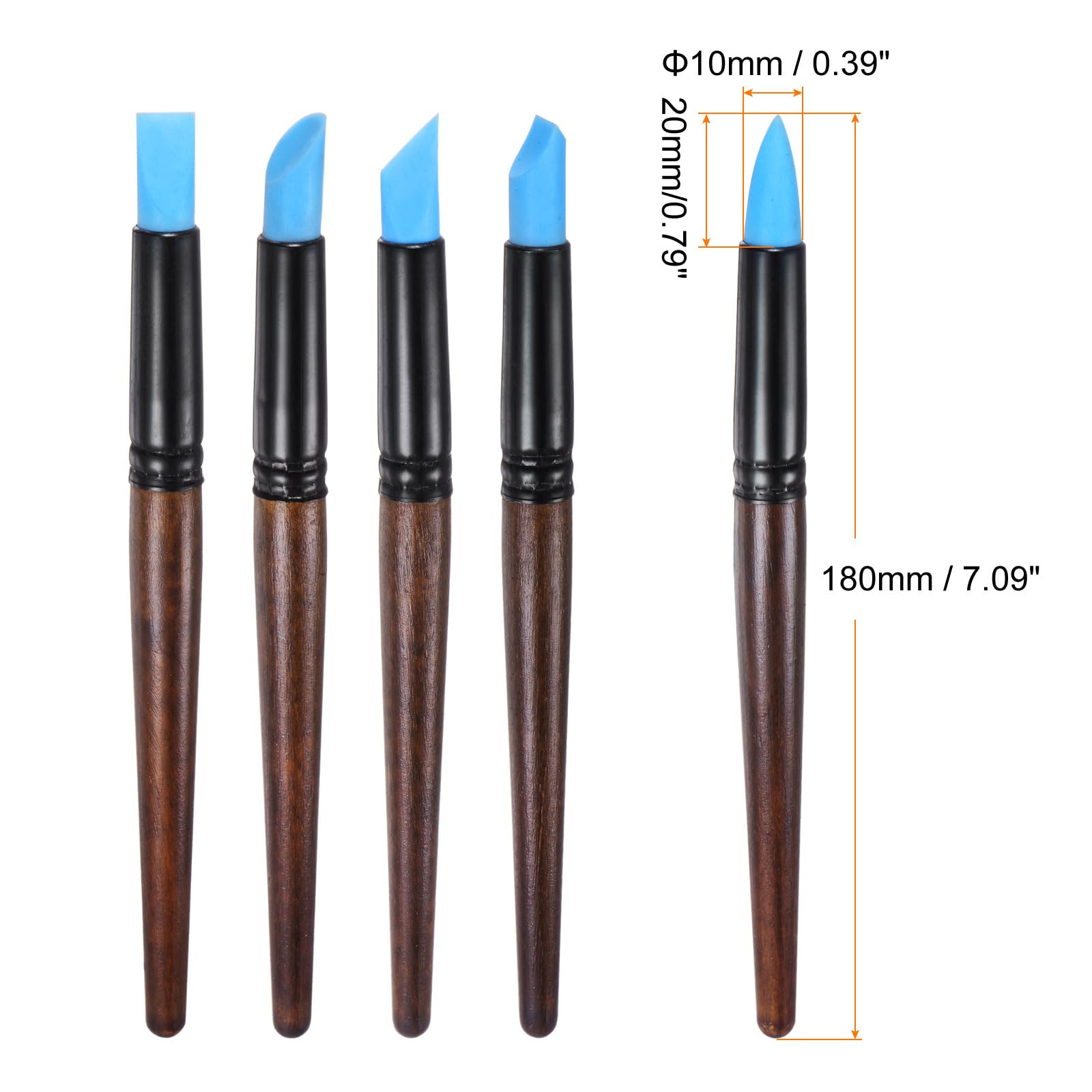 HARFINGTON 5pcs Silicone Clay Sculpting Tool Pottery Modelling Shaper Carving Tool Rubber Tip Shaping Pen for Ceramic Sculpture Polymer Clay, Blue