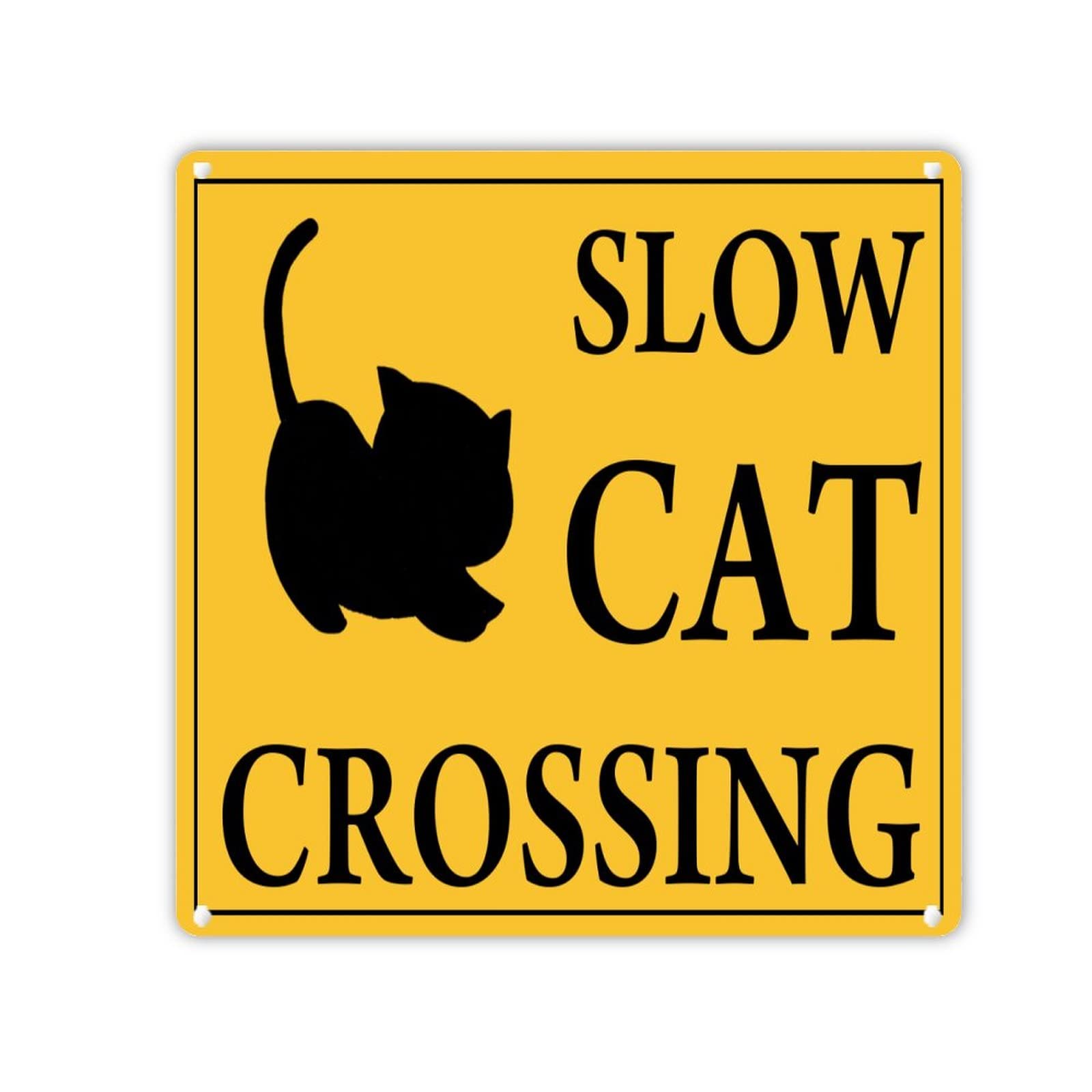 Plaque Slow Cat Crossing en étain, cadeau déco idéal