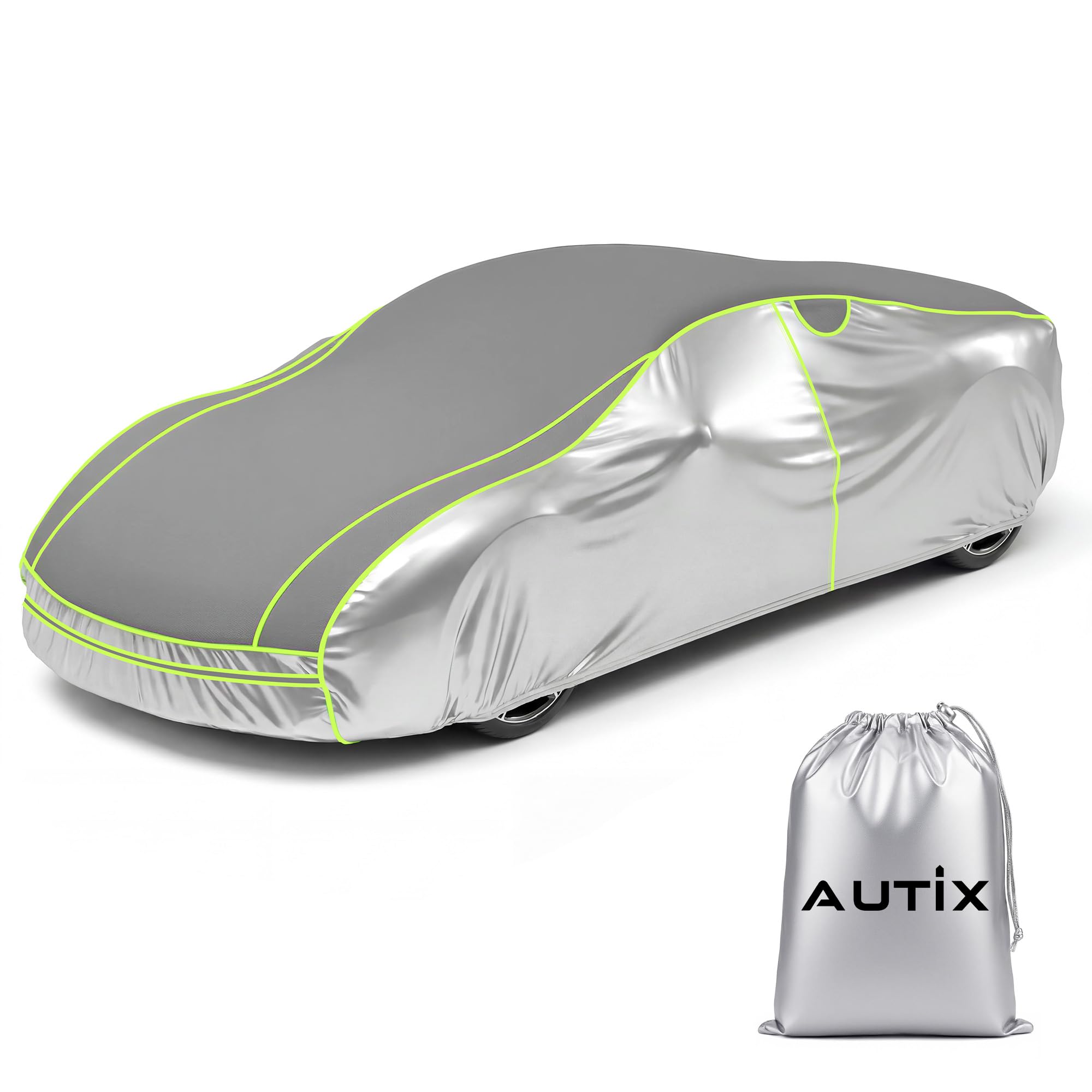 Telo Antigrandine per Auto Imbottito Spesso Impermeabile con Zip Laterale, Copriauto 3 Strati EVA Antiurto, Protezione UV Pioggia Neve Vento (AUTO L:483 * 178 * 120 cm)