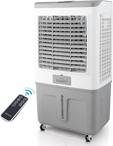 Bonnlo Enfriador de aire evaporativo portátil de 18.5 galones70 L con 4 cajas de hielo, enfriador de pantano con 3 velocidades, control remoto,