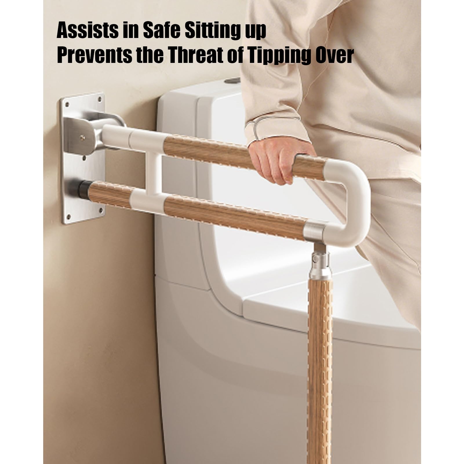 Barra di sostegno ribaltabile con gamba, per bagno e disabili, con impugnatura antiscivolo, in acciaio inox, luminosa, per la doccia, aiuto per la sicurezza, per anziani, donne incinte, disabili