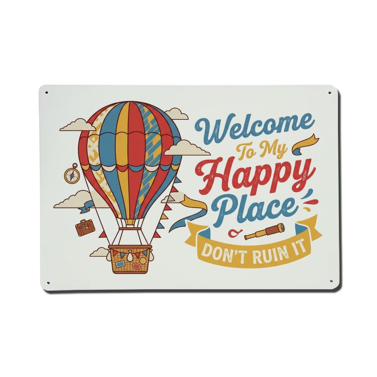 Vintage Hot Air Balloon Adventure Den Humor Metal Tin Sign Plaque Wall Decor for Cafe, Club Bar, Office, Home Garden Metal Poster 8x12Inch