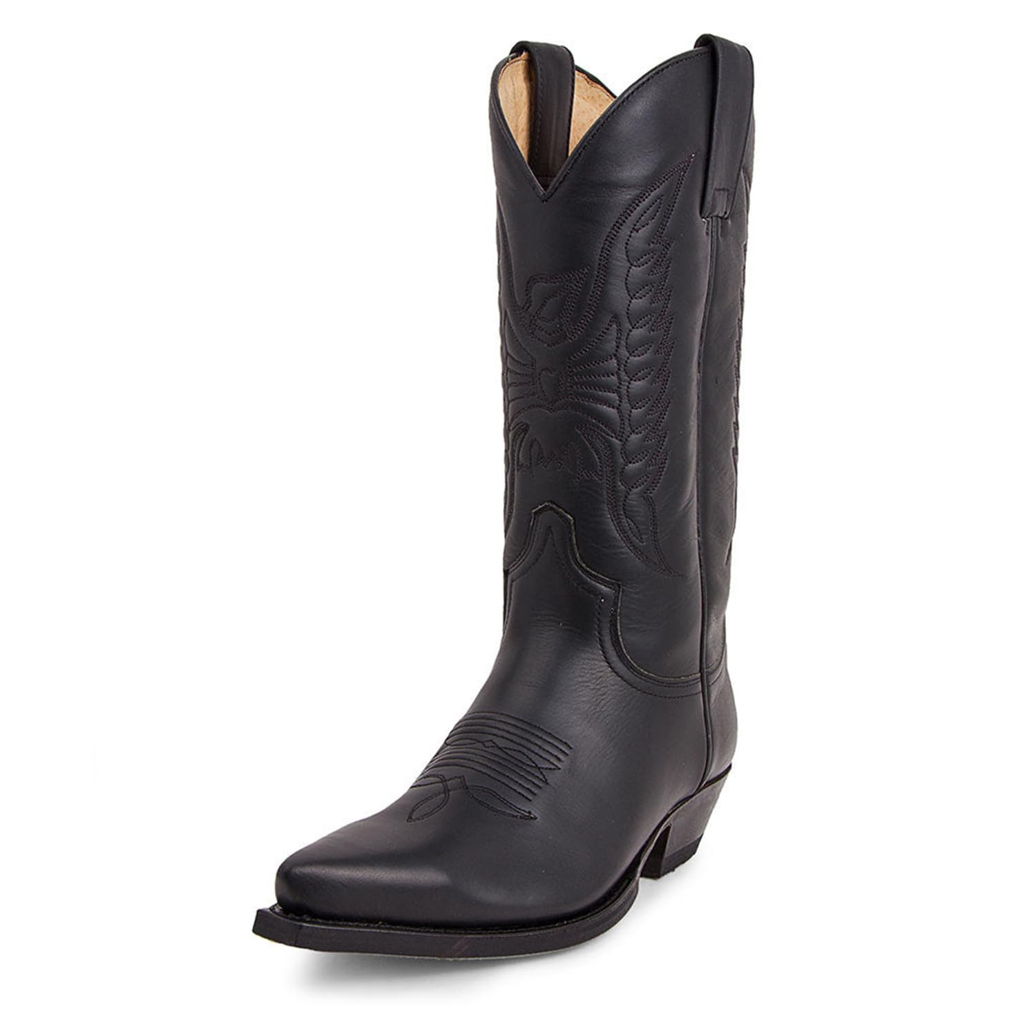 Cowboy Stiefel Herren Westernstiefel Spitze Zehe Niedriger Absatz Bestickte Stiefel Bequeme Weitschaftstiefel