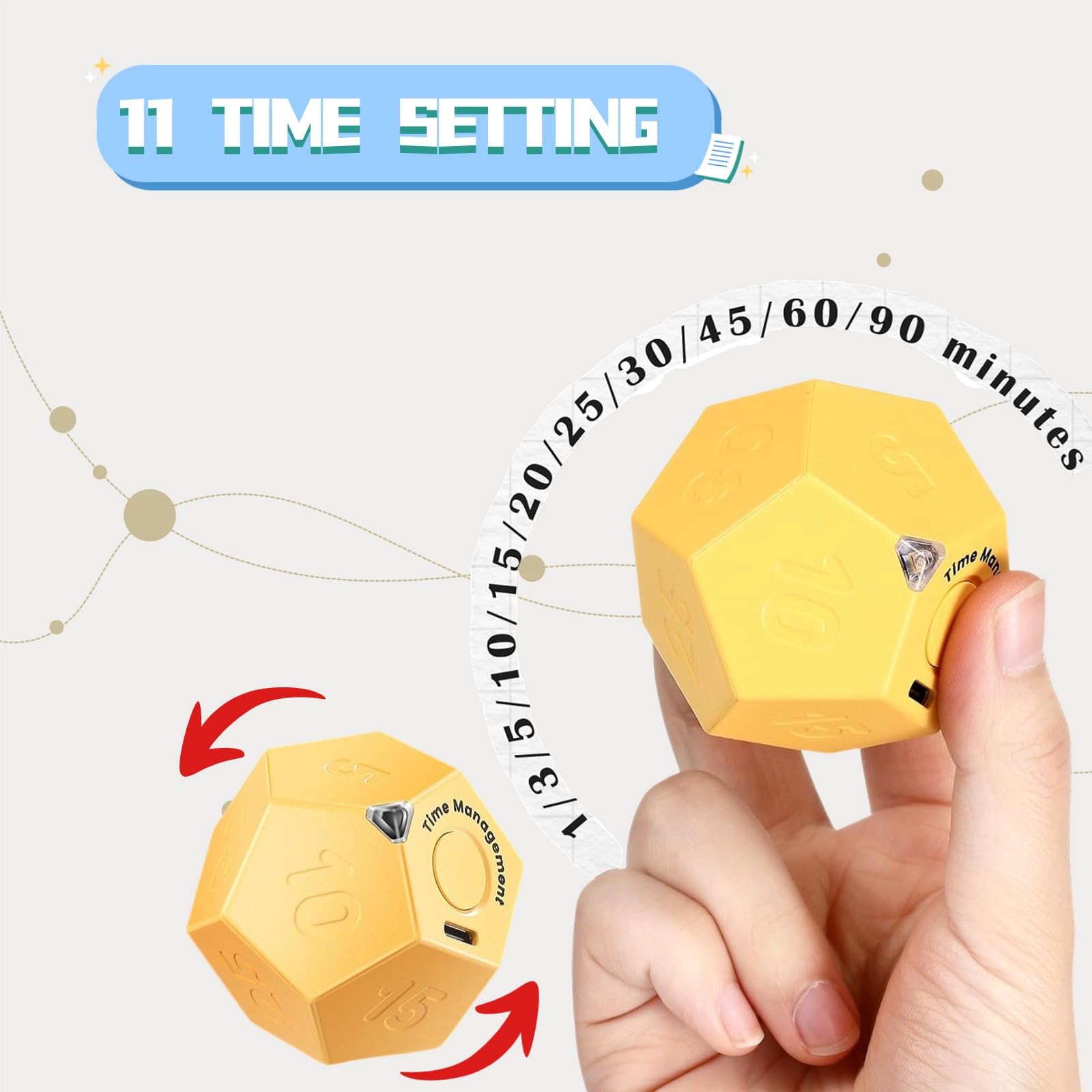 Timer Time Management MENIBBLER Cube Timer, 12 Sided Rechargeable Flip ...