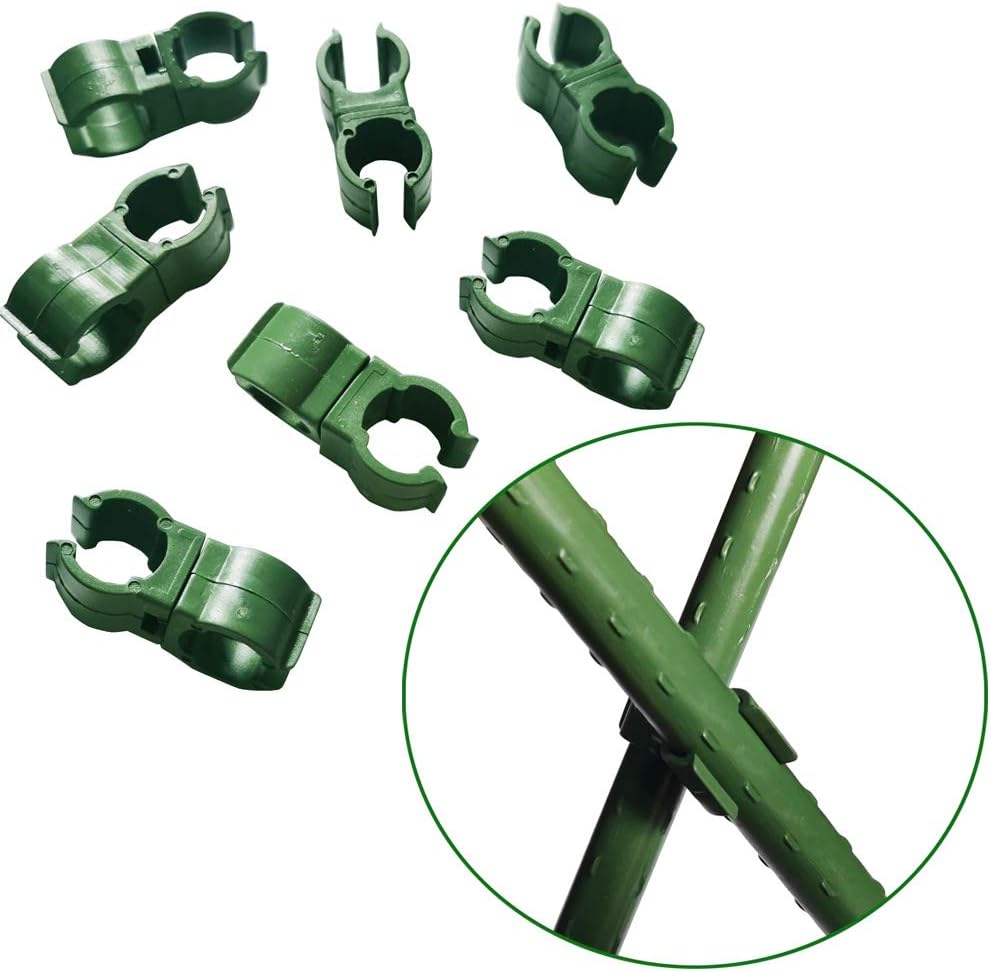 20PCS for 5/8in（16mm） Diameter Plastic Coated Steel Garden Plant Stakes Sturdy Gardening Yard Stick Garden Stake Clips Connector 360 Degree Adjustment : Patio, Lawn & Garden