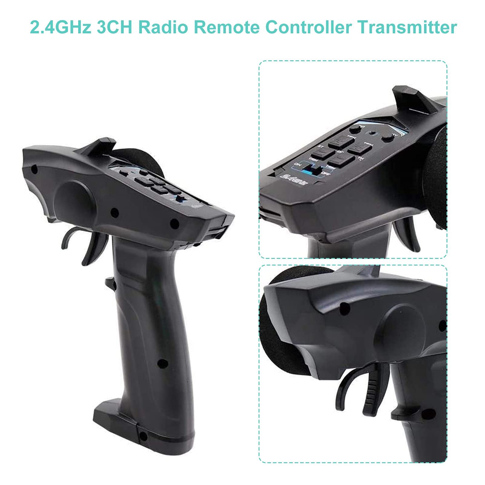 Turbo Racing 91803G-VT 2.4GHz 3CH RadioTransmisor 3 Canales Control Remoto con Receptor para RC Car Boat