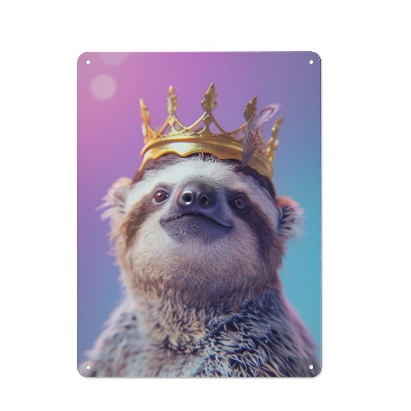 Decorative Tin Sign with Sloth King Design 40x30cm, Classic Retro Room Decor for Kitchen, Hallway, Bar Or Small Cafe