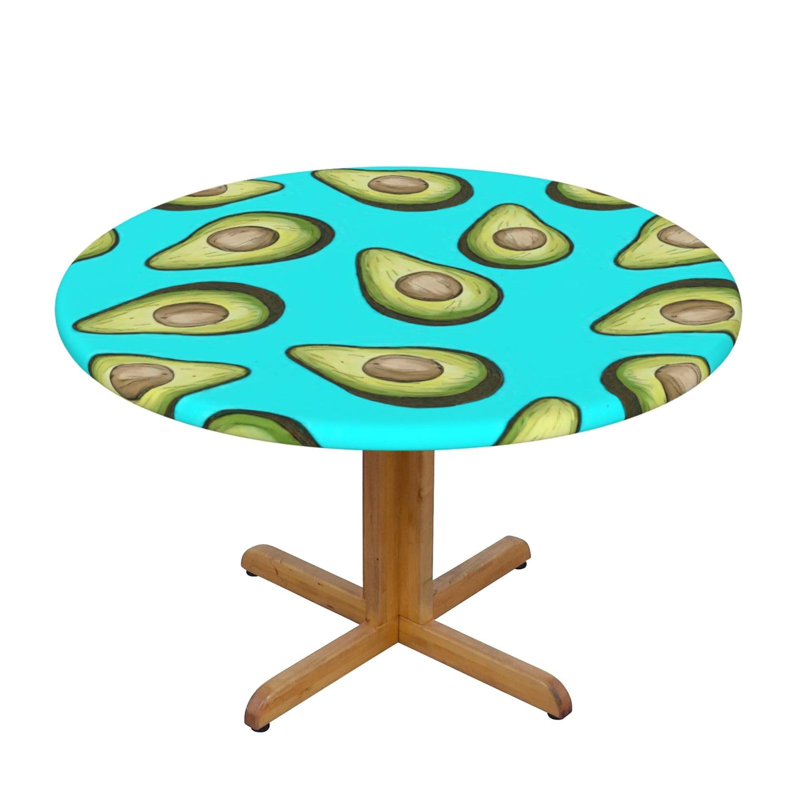 Nappe ronde imprimé avocat et fruits tropicaux imperméable pour table de 101 à 127 cm