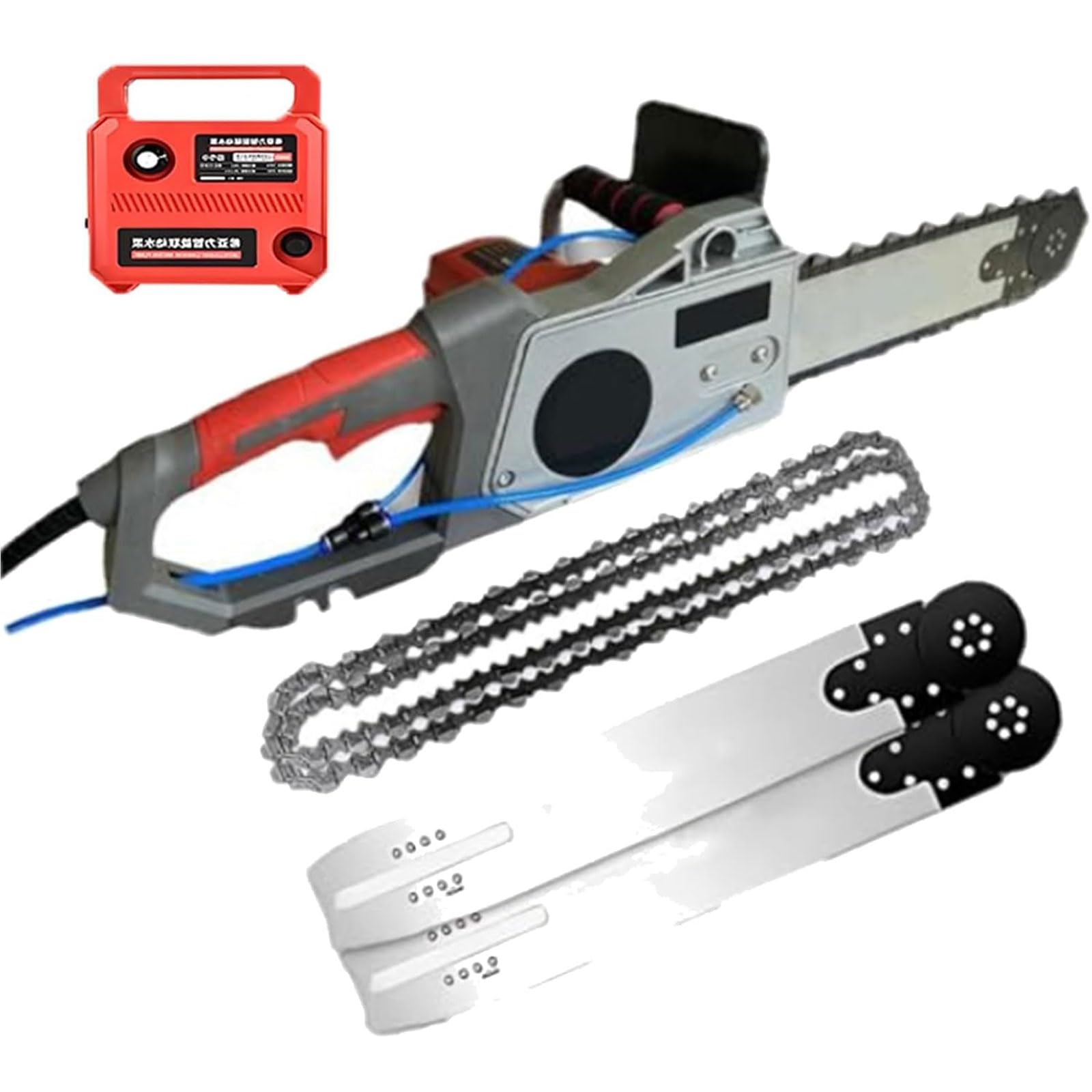 Motosierra Eléctrica para Muros, con Profundidad de Corte de 35/48 cm, Equipo Industrial para Cortar Hormigón con Bomba de Agua, 2 Cadenas y 2 Barras Guía para Granito, Hormigón y Piedra